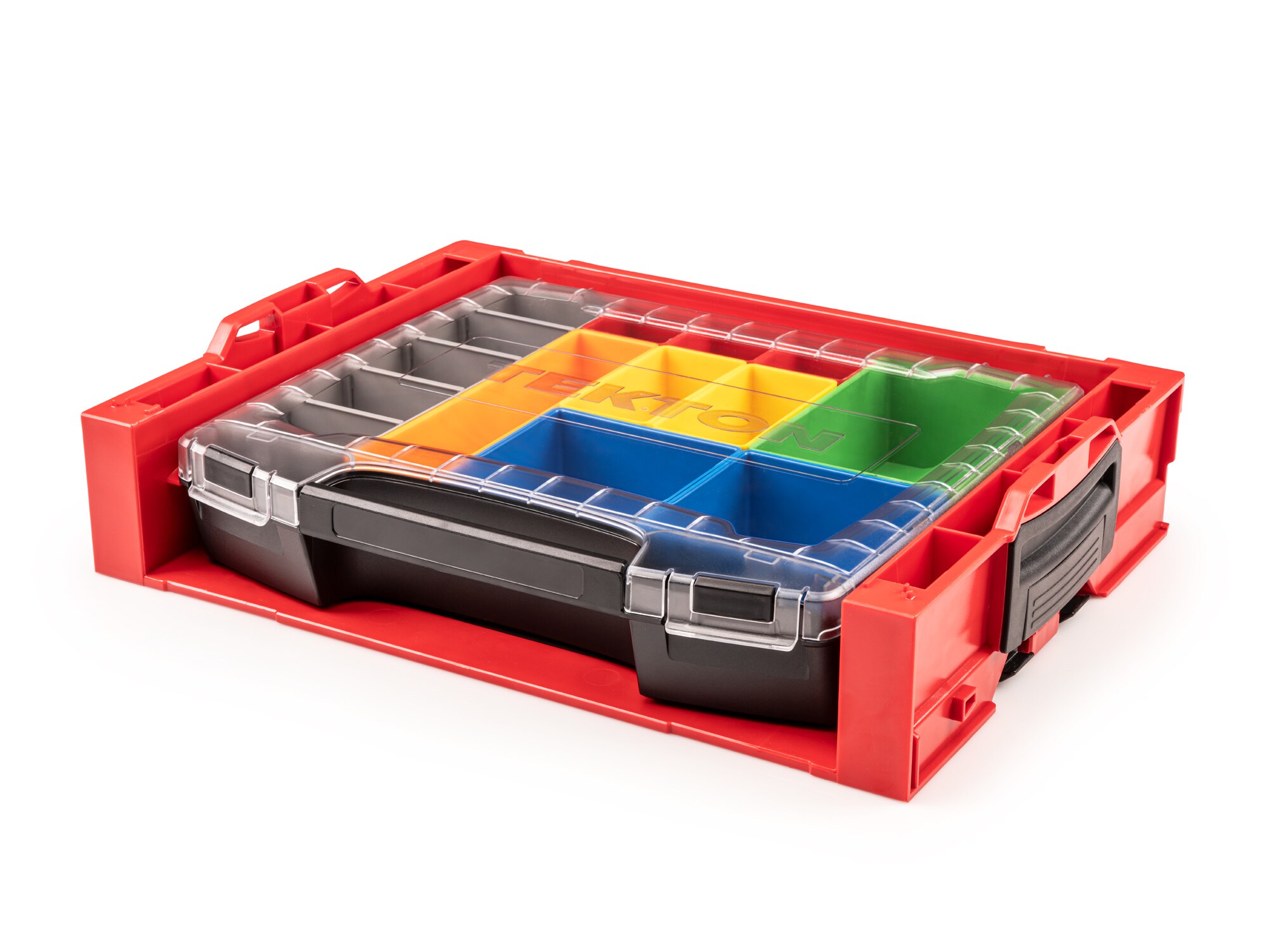 Caja de herramientas de plástico rojo TEKTON de 17.5 pulgadas de ancho x 4 pulgadas de alto x 13.5 pulgadas de profundidad OLB94020