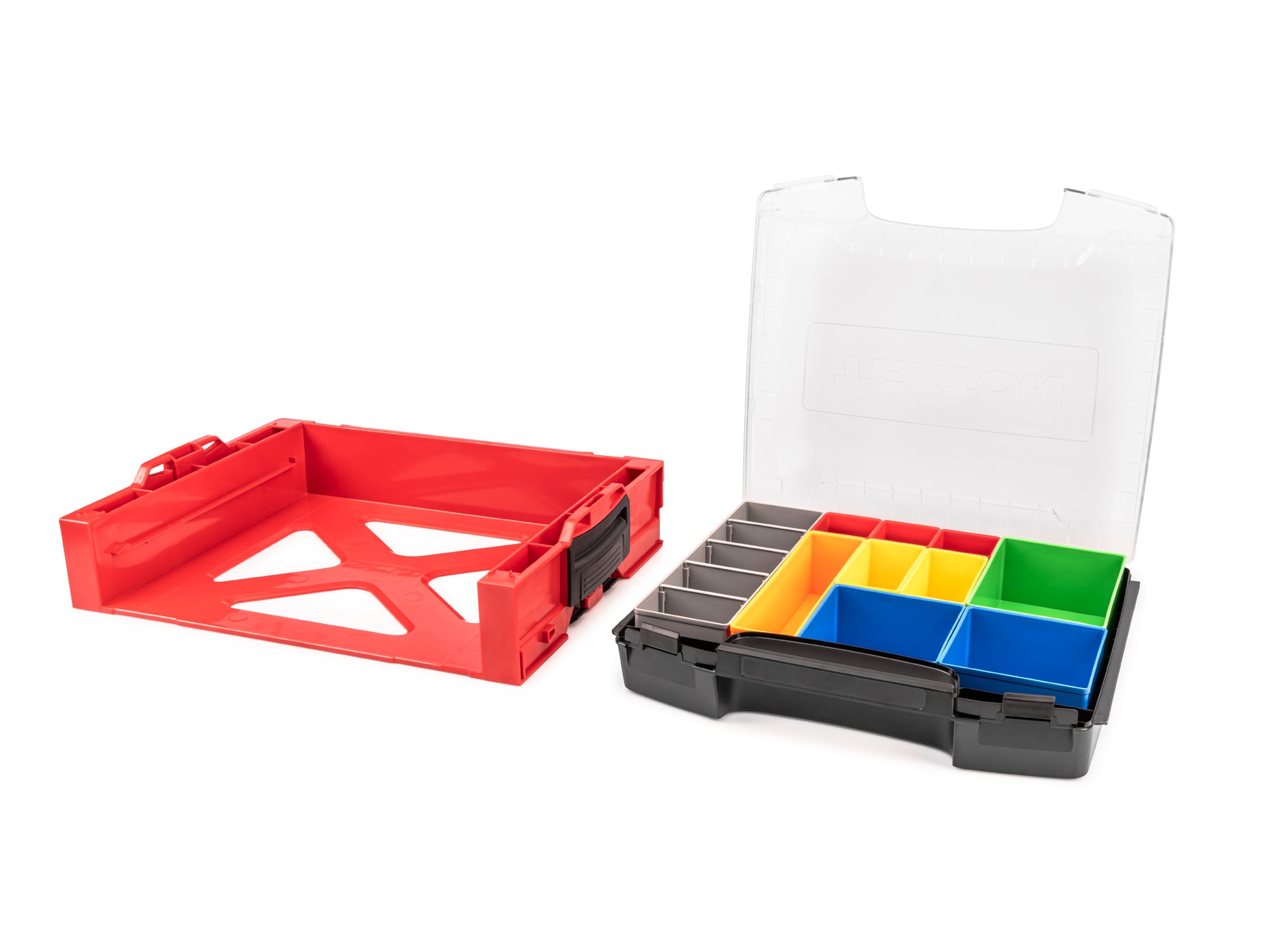 Caja de herramientas de plástico rojo TEKTON de 17.5 pulgadas de ancho x 4 pulgadas de alto x 13.5 pulgadas de profundidad OLB94020