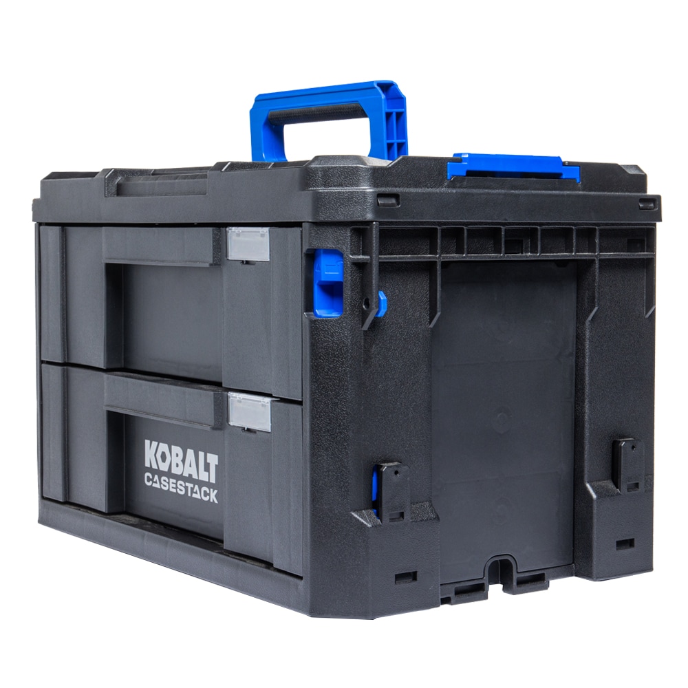 Caja de herramientas negra de plástico Kobalt CASESTACK 14.16 pulgadas de ancho x 21 pulgadas de alto x 13.5 pulgadas de profundidad con 2 cajones KCSA-2DRW1-03