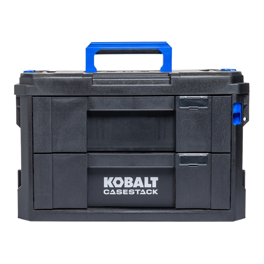 Caja de herramientas negra de plástico Kobalt CASESTACK 14.16 pulgadas de ancho x 21 pulgadas de alto x 13.5 pulgadas de profundidad con 2 cajones KCSA-2DRW1-03