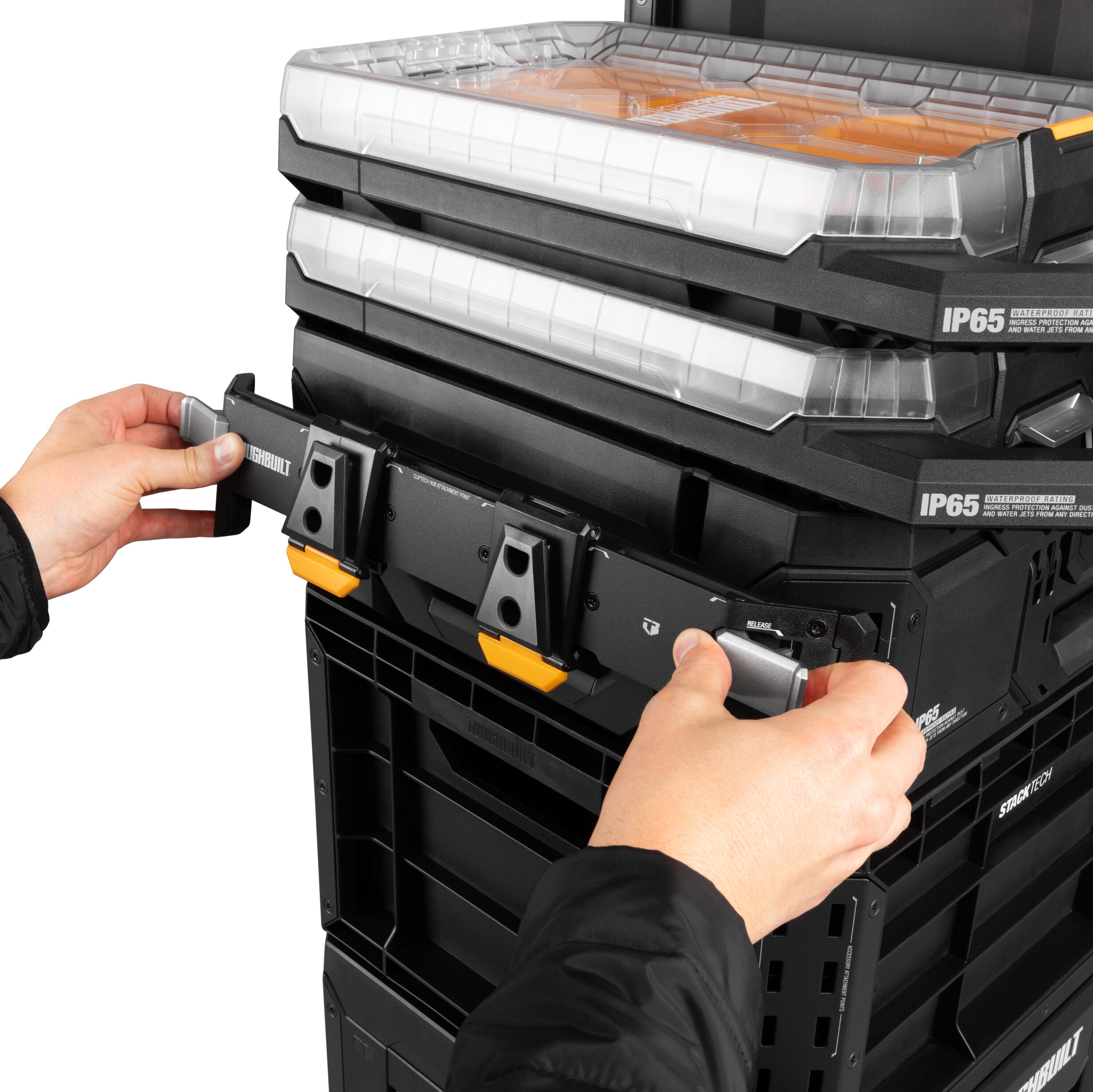 Caja de herramientas de plástico/metal TOUGHBUILT STACKTECH grande de 21 pulgadas de ancho x 11.7 pulgadas de alto x 16 pulgadas de profundidad TB-B1-B-50