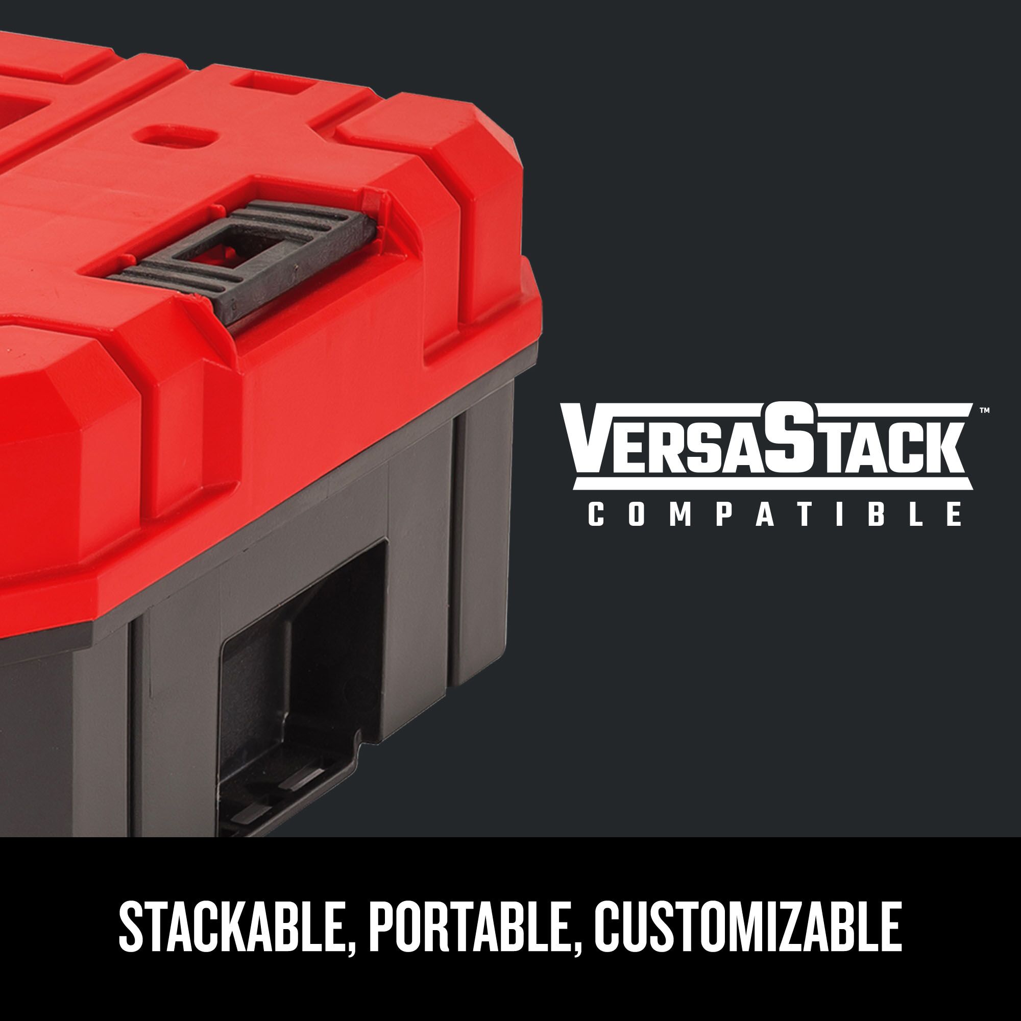 Caja de herramientas de plástico rojo CRAFTSMAN VERSASTACK de 17 pulgadas de ancho x 6.87 pulgadas de alto x 13.0 pulgadas de profundidad CMST17830