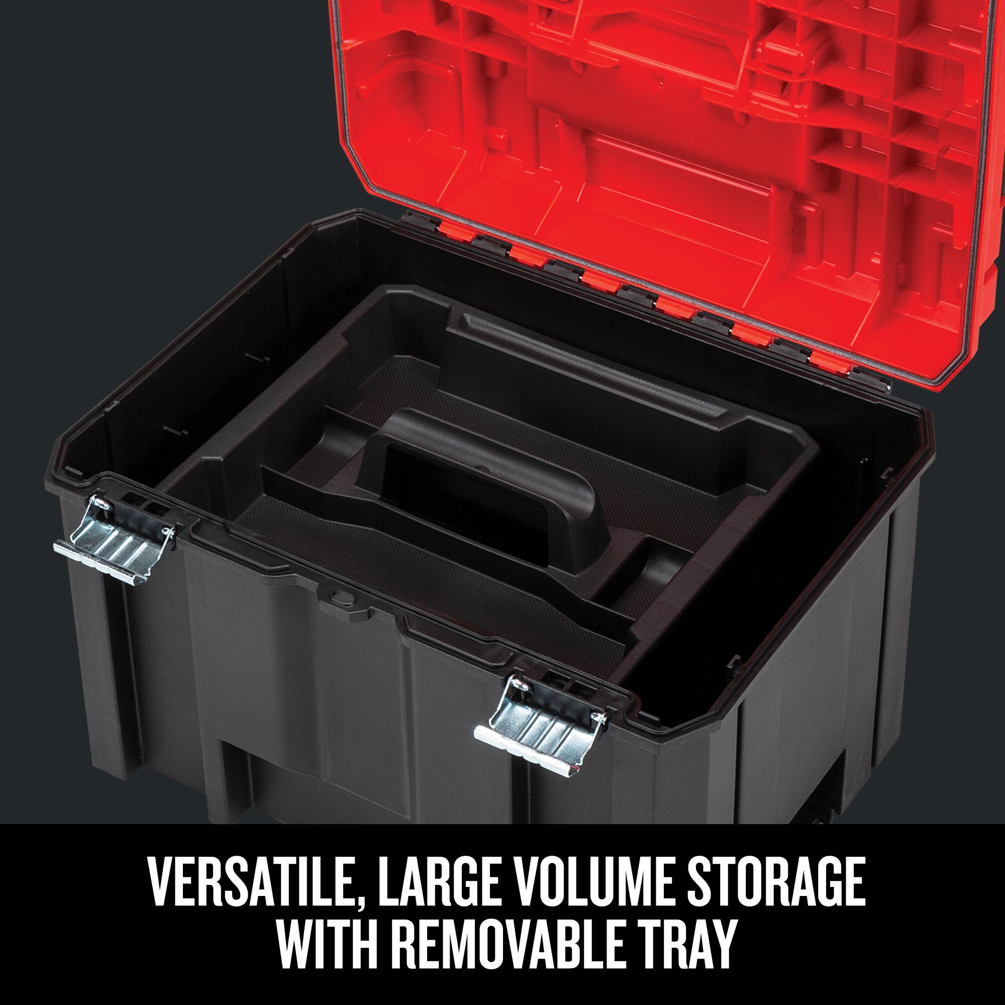 Caja de herramientas de plástico roja CRAFTSMAN VERSASTACK de 17 pulgadas de ancho x 11.87 pulgadas de alto x 13.0 pulgadas de profundidad CMST17825