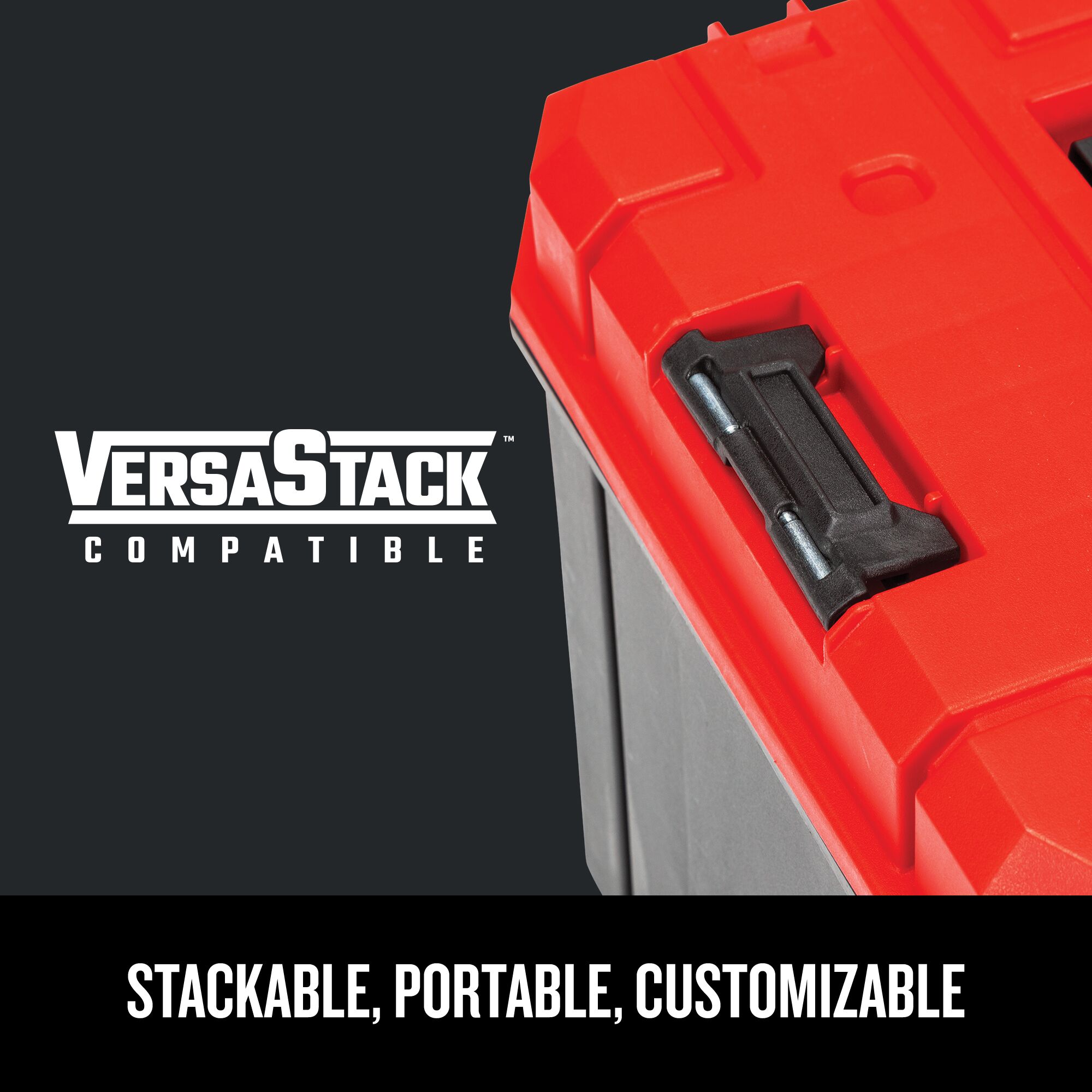 Caja de herramientas de plástico roja CRAFTSMAN VERSASTACK de 17 pulgadas de ancho x 11.87 pulgadas de alto x 13.0 pulgadas de profundidad CMST17825