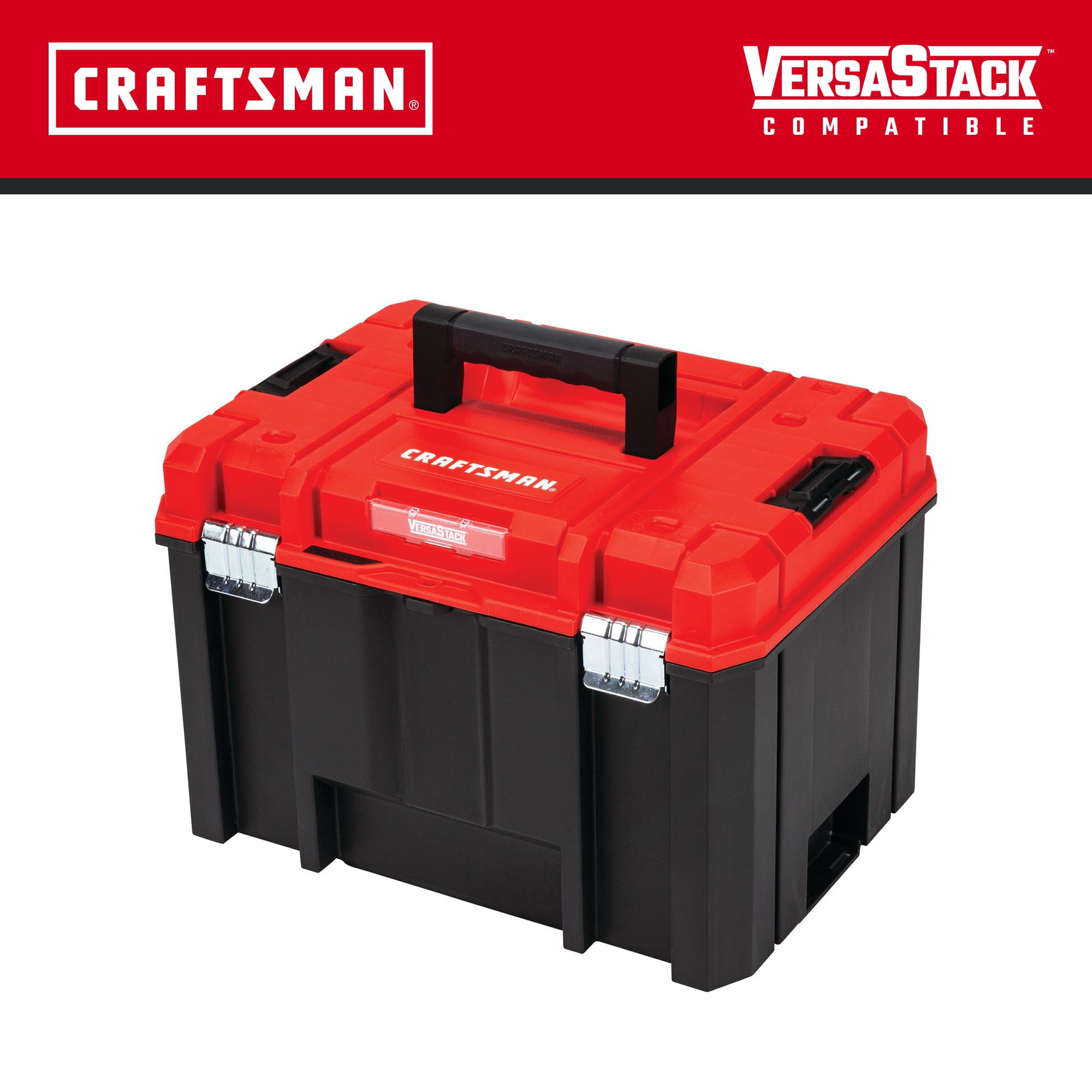 Caja de herramientas de plástico roja CRAFTSMAN VERSASTACK de 17 pulgadas de ancho x 11.87 pulgadas de alto x 13.0 pulgadas de profundidad CMST17825
