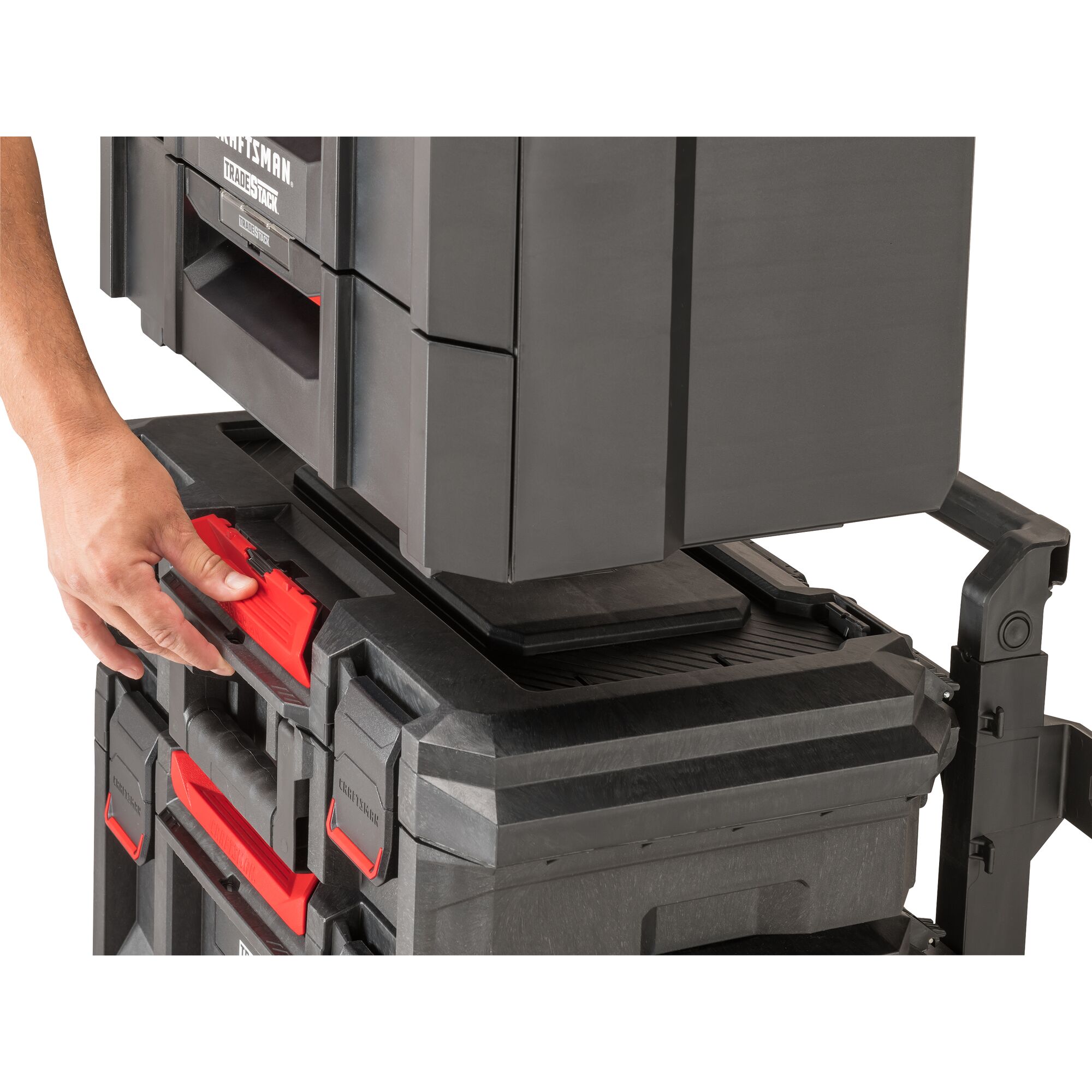 Caja de herramientas de espuma estructural negra CRAFTSMAN TRADESTACK de 21.45 pulgadas de ancho x 12.79 pulgadas de alto x 13.85 pulgadas de profundidad con 2 cajones CMST21404