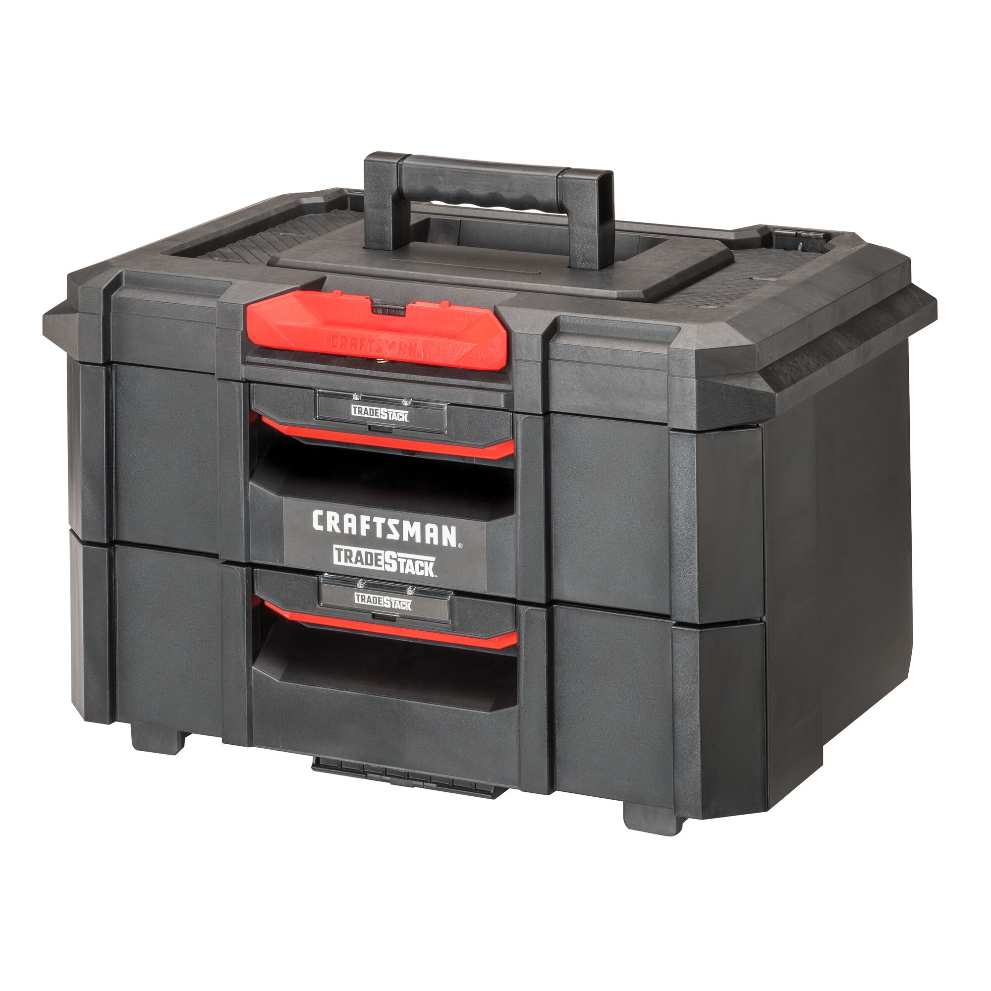 Caja de herramientas de espuma estructural negra CRAFTSMAN TRADESTACK de 21.45 pulgadas de ancho x 12.79 pulgadas de alto x 13.85 pulgadas de profundidad con 2 cajones CMST21404