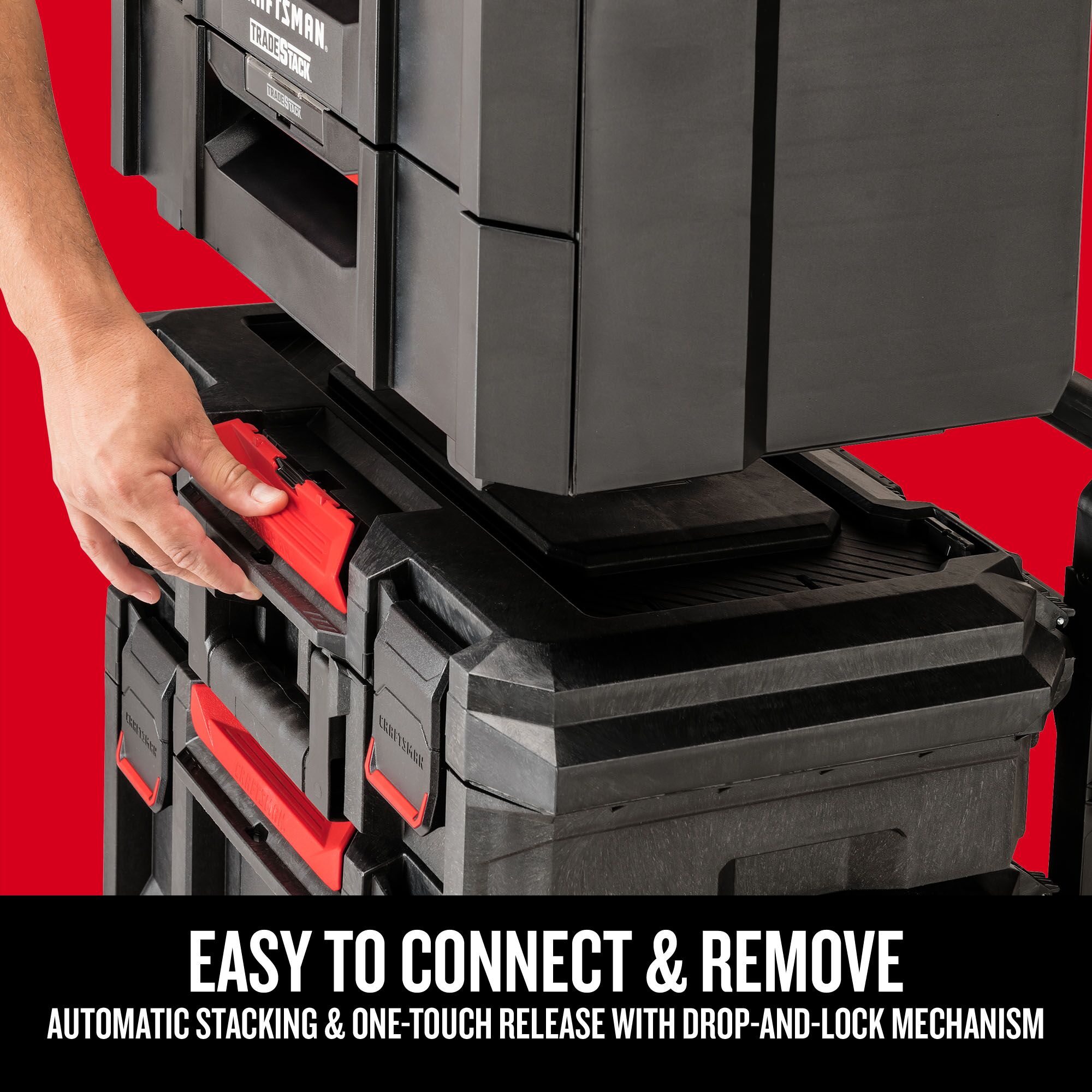 Caja de herramientas de espuma estructural negra CRAFTSMAN TRADESTACK de 21.45 pulgadas de ancho x 12.79 pulgadas de alto x 13.85 pulgadas de profundidad con 2 cajones CMST21404
