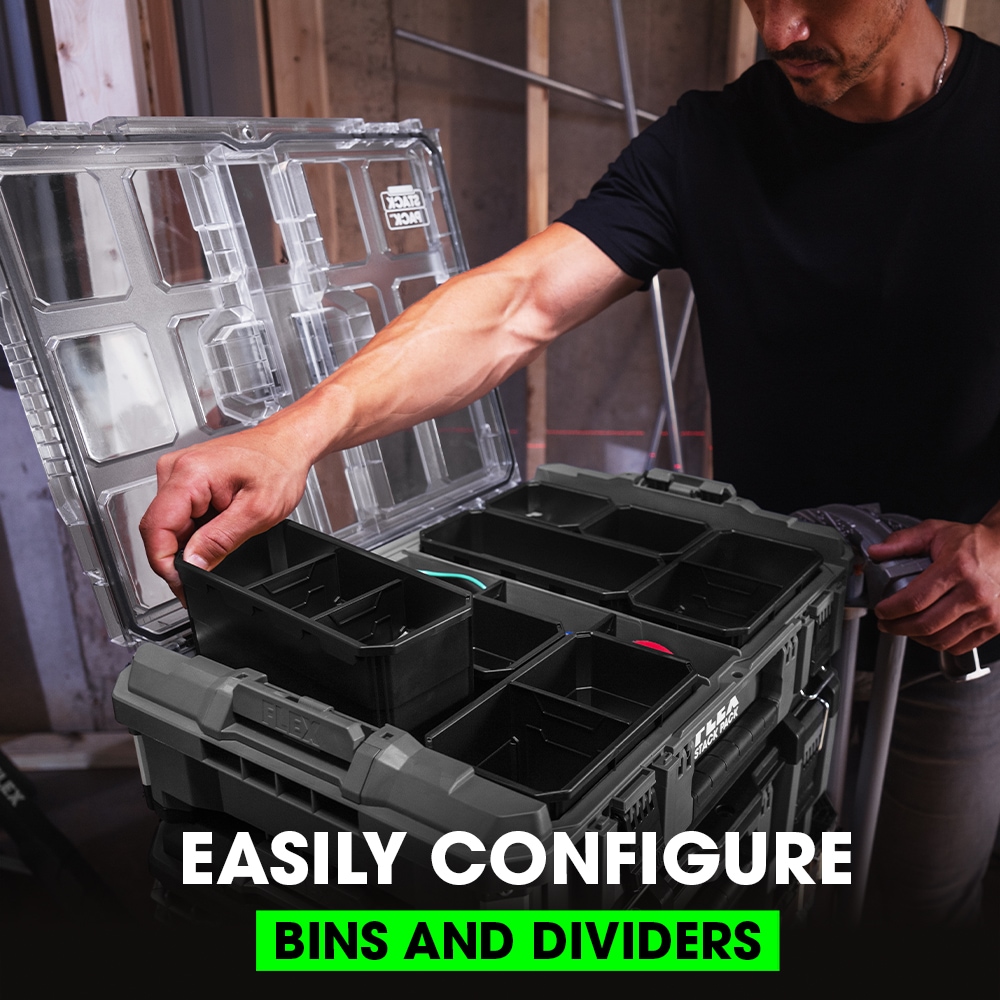 Caja organizadora FLEX STACK PACK de 22 pulgadas de ancho x 5.6 pulgadas de alto x 15.6 pulgadas de profundidad, caja de herramientas de metal FS1301