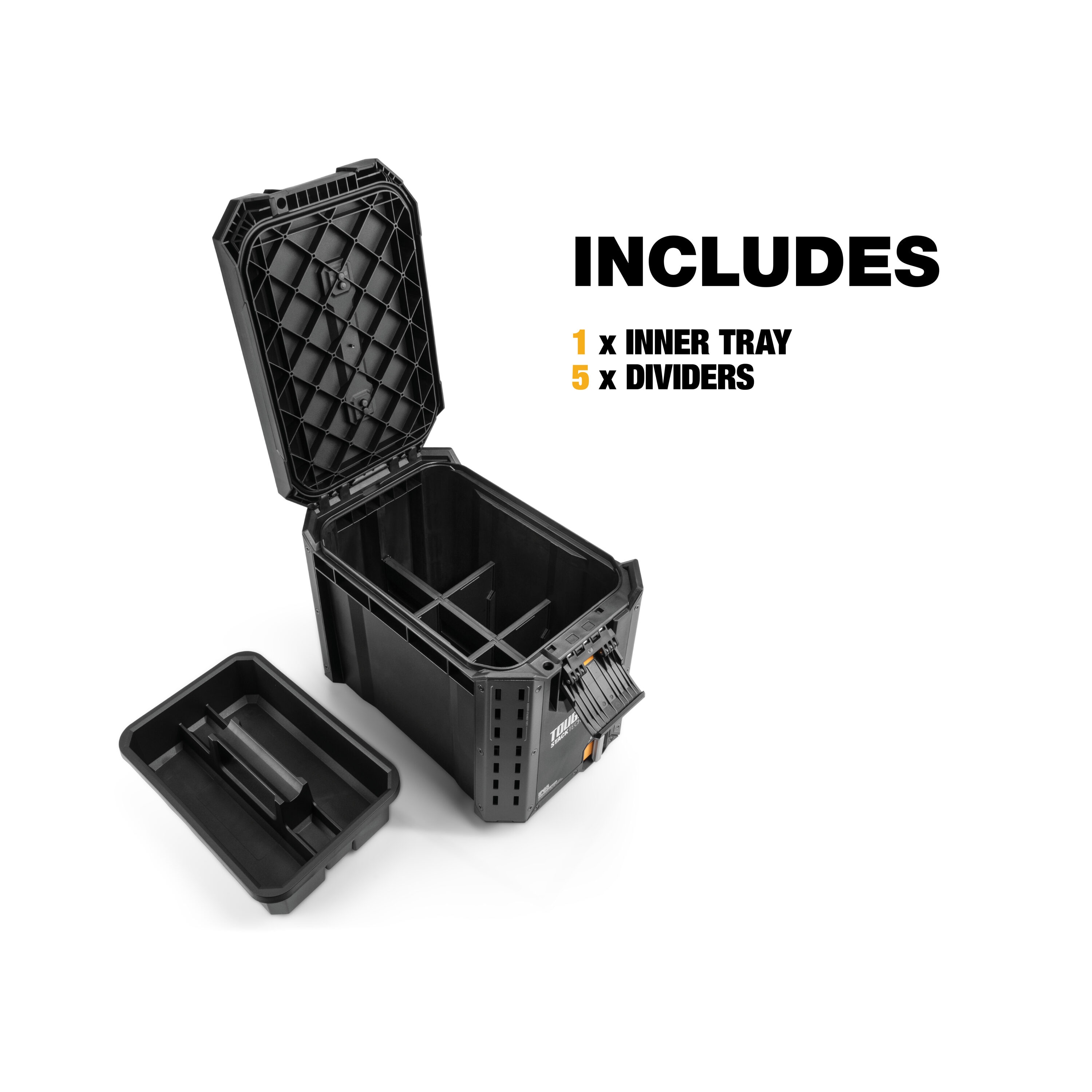 Caja de herramientas de plástico y metal TOUGHBUILT STACKTECH Compact 10.4 pulgadas de ancho x 13.5 pulgadas de alto x 16 pulgadas de profundidad TB-B1-B-60C