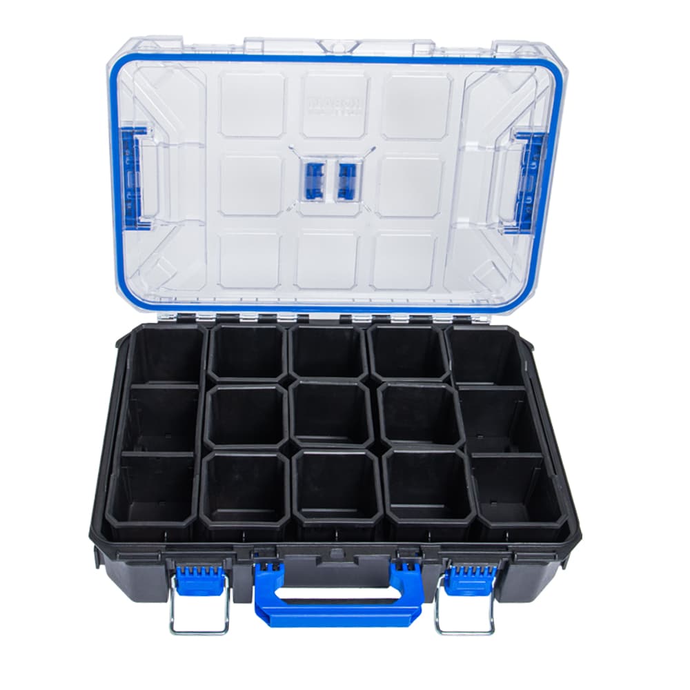 Caja de herramientas de plástico negro Kobalt CASESTACK de 14 pulgadas de ancho x 21 pulgadas de alto x 5.1 pulgadas de profundidad KCSA-FORG1-03