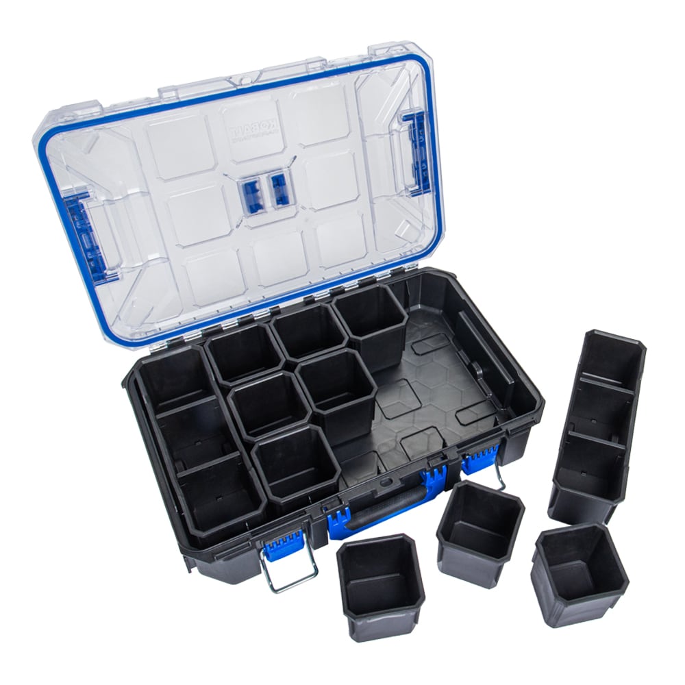 Caja de herramientas de plástico negro Kobalt CASESTACK de 14 pulgadas de ancho x 21 pulgadas de alto x 5.1 pulgadas de profundidad KCSA-FORG1-03