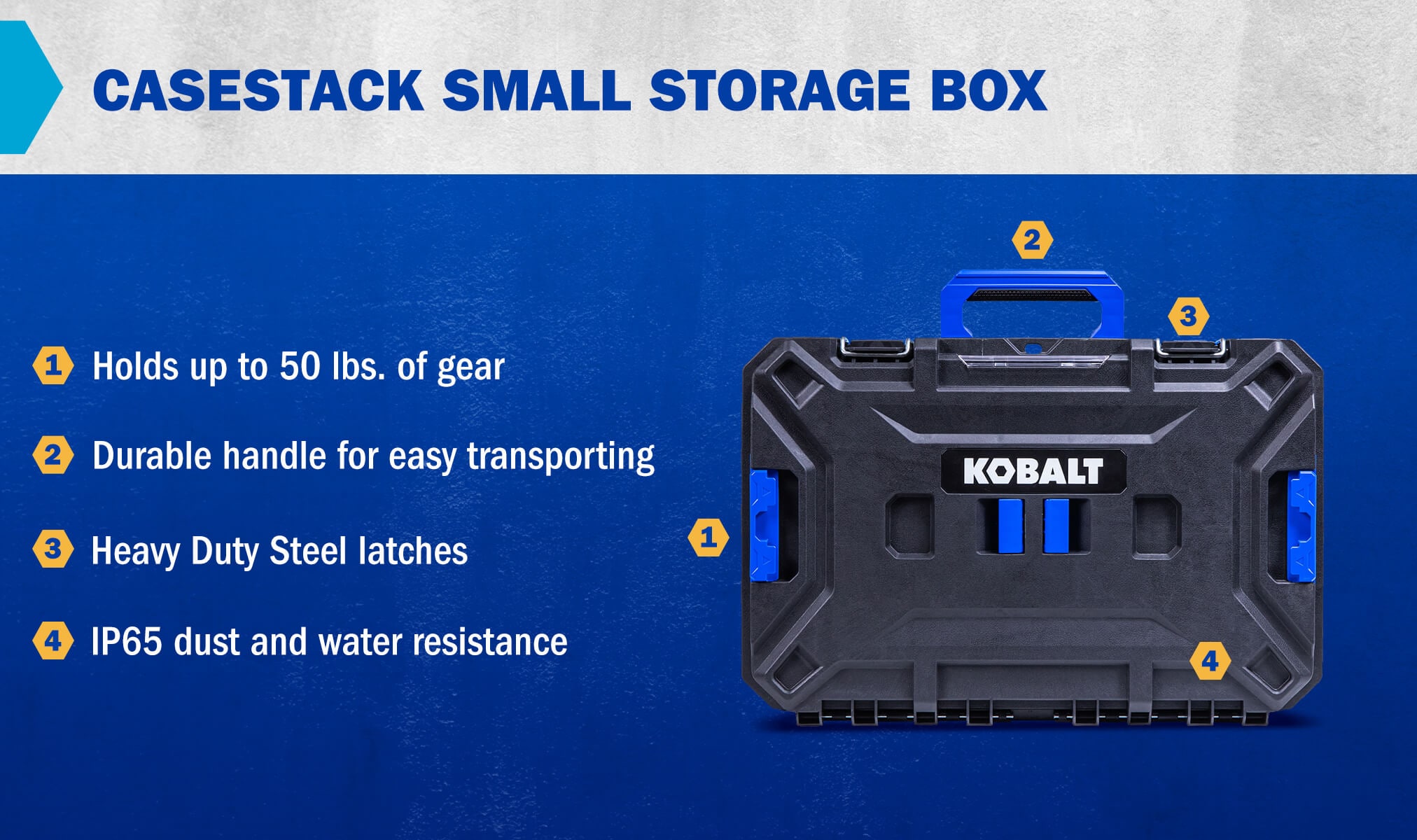 Caja de herramientas de plástico negro Kobalt CASESTACK de 21.25 pulgadas de ancho x 7 pulgadas de alto x 14 pulgadas de profundidad KCS-SSBOX1-03