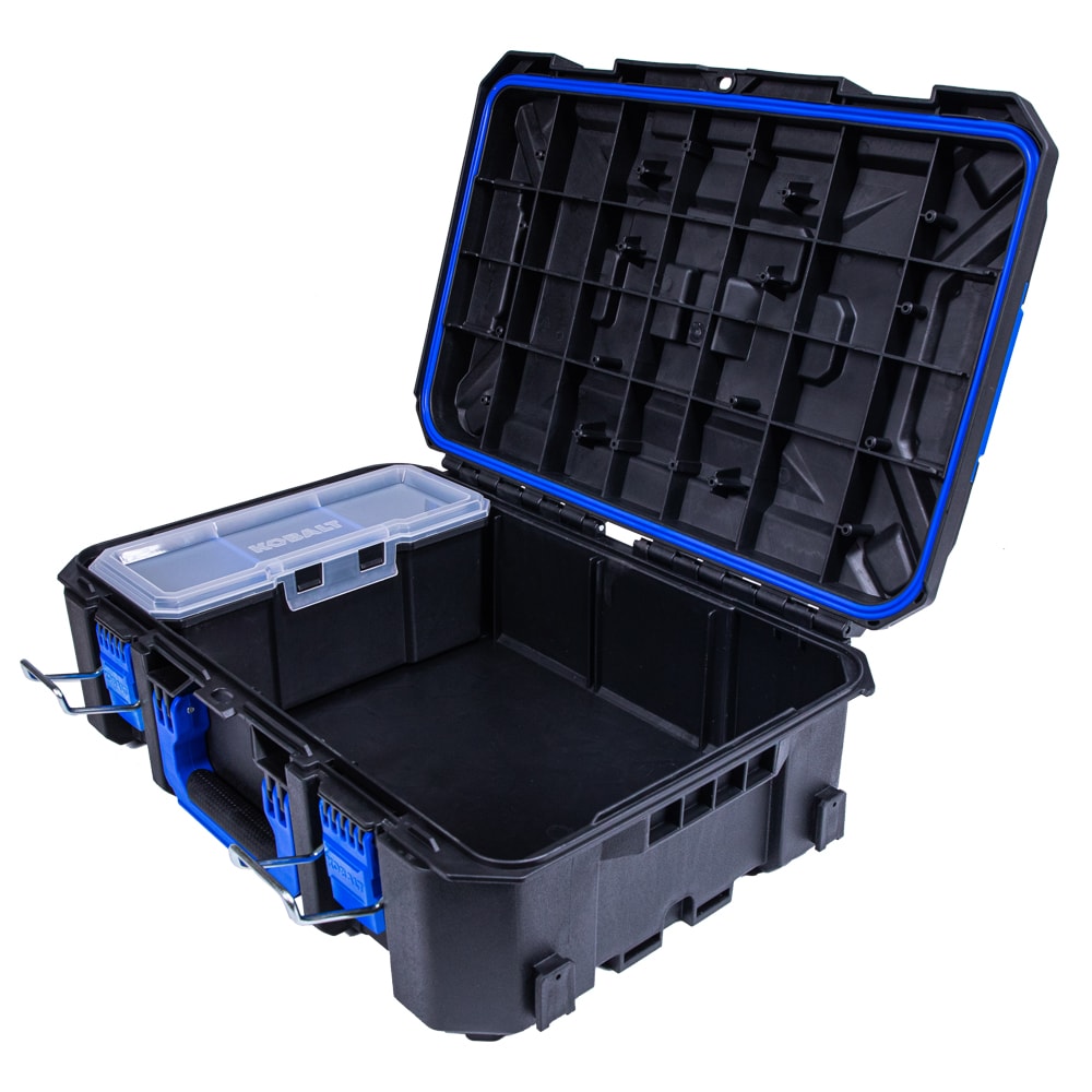 Caja de herramientas de plástico negro Kobalt CASESTACK de 21.25 pulgadas de ancho x 7 pulgadas de alto x 14 pulgadas de profundidad KCS-SSBOX1-03