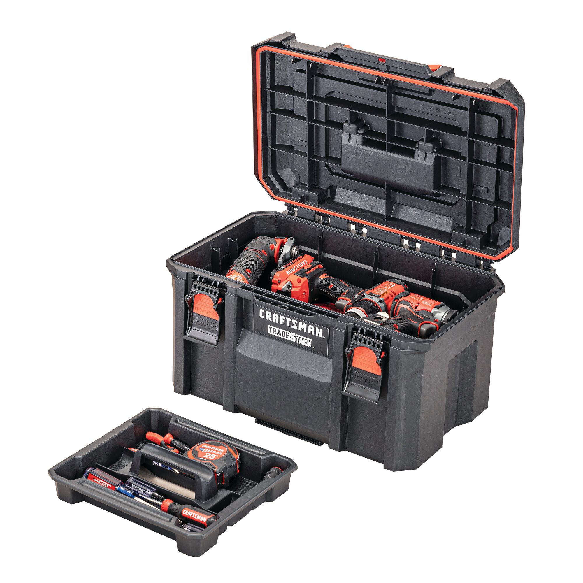 Caja de herramientas de espuma estructural negra CRAFTSMAN TRADESTACK de 21.625 pulgadas de ancho x 12.125 pulgadas de alto x 14.625 pulgadas de profundidad CMST21430