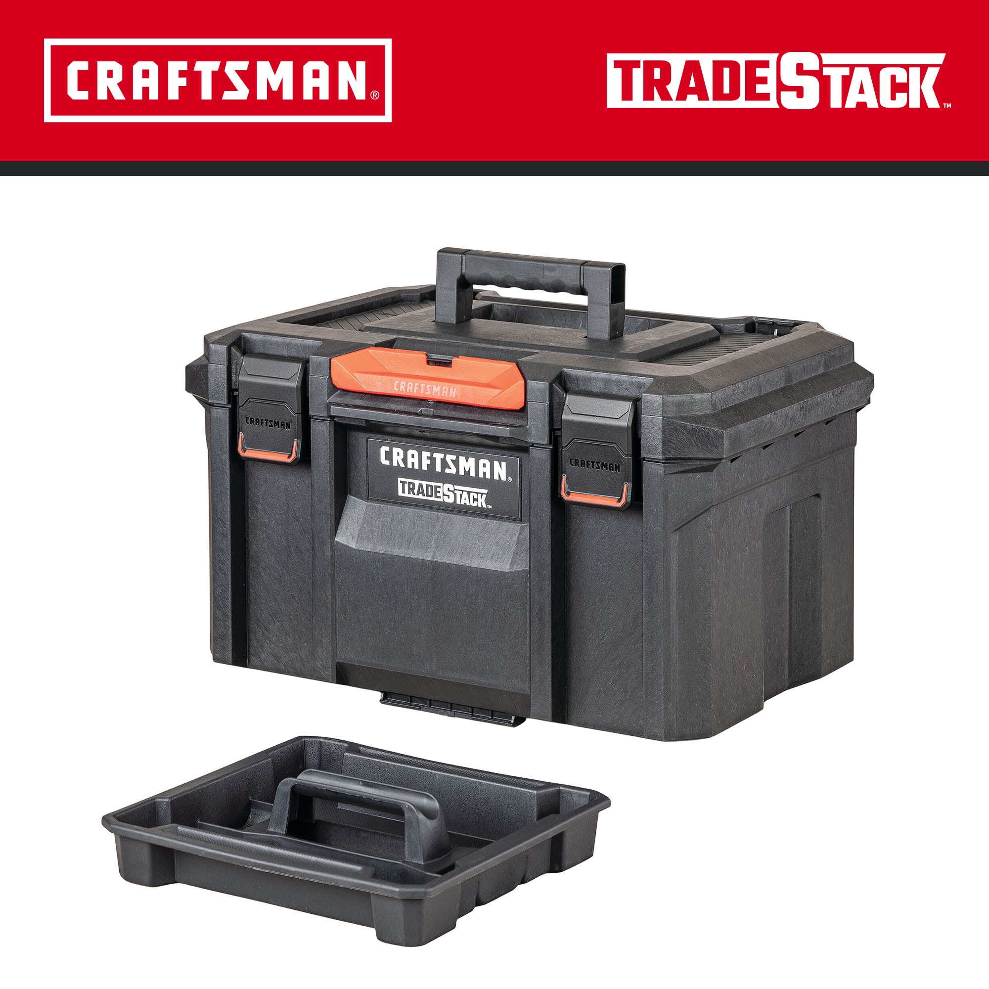 Caja de herramientas de espuma estructural negra CRAFTSMAN TRADESTACK de 21.625 pulgadas de ancho x 12.125 pulgadas de alto x 14.625 pulgadas de profundidad CMST21430