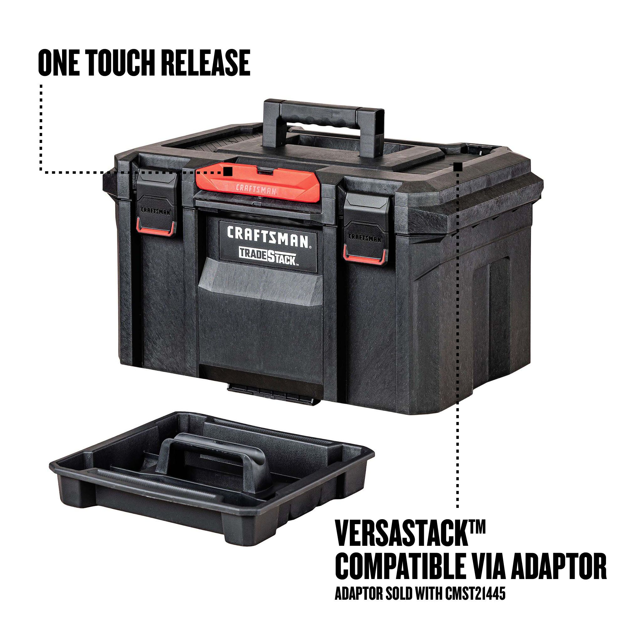 Caja de herramientas de espuma estructural negra CRAFTSMAN TRADESTACK de 21.625 pulgadas de ancho x 12.125 pulgadas de alto x 14.625 pulgadas de profundidad CMST21430