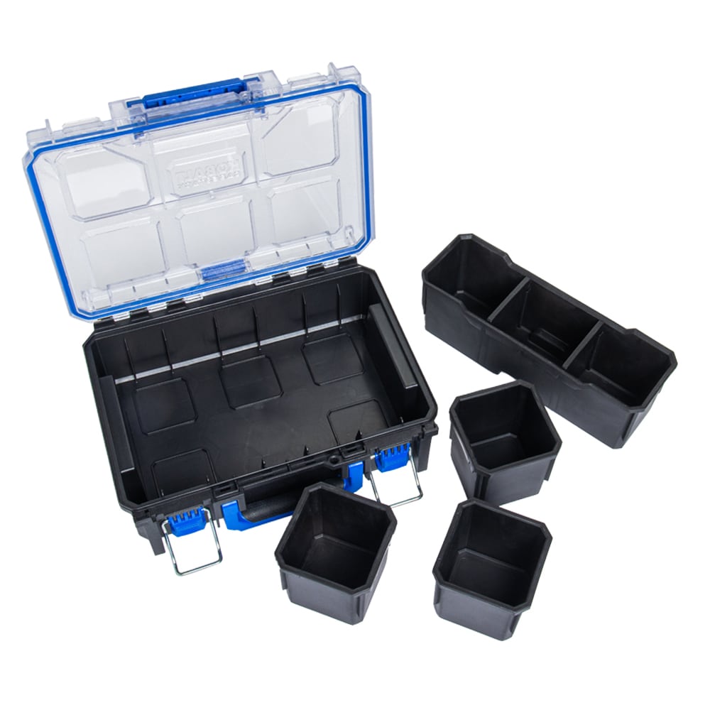 Caja de herramientas de plástico negra Kobalt CASESTACK 10.14 pulgadas de ancho x 13.4 pulgadas de alto x 5 pulgadas de profundidad KCSA-HORG1-03