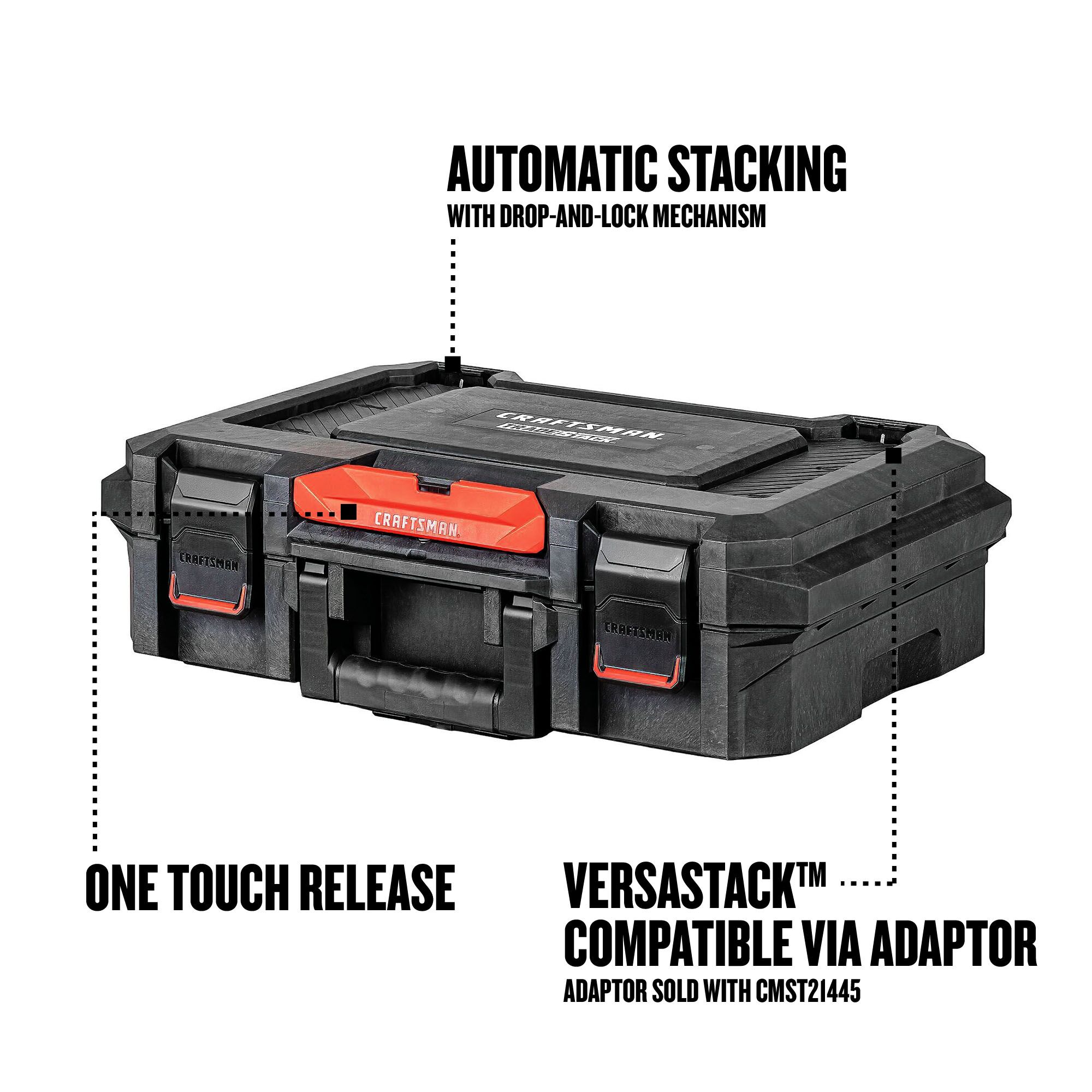 Caja de herramientas de espuma estructural negra CRAFTSMAN TRADESTACK de 21.625 pulgadas de ancho x 6.375 pulgadas de alto x 14.625 pulgadas de profundidad CMST21415.