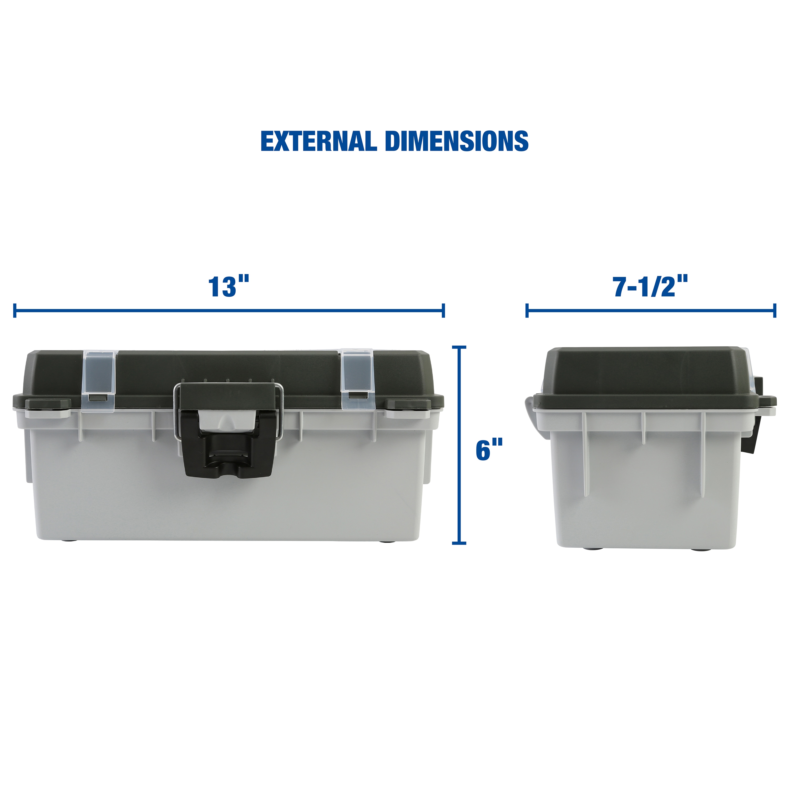Caja de pesca Sheffield de 13 pulgadas 8 pulgadas de ancho x 6.05 pulgadas de alto x 8 pulgadas de profundidad Caja de herramientas de plástico gris 12670