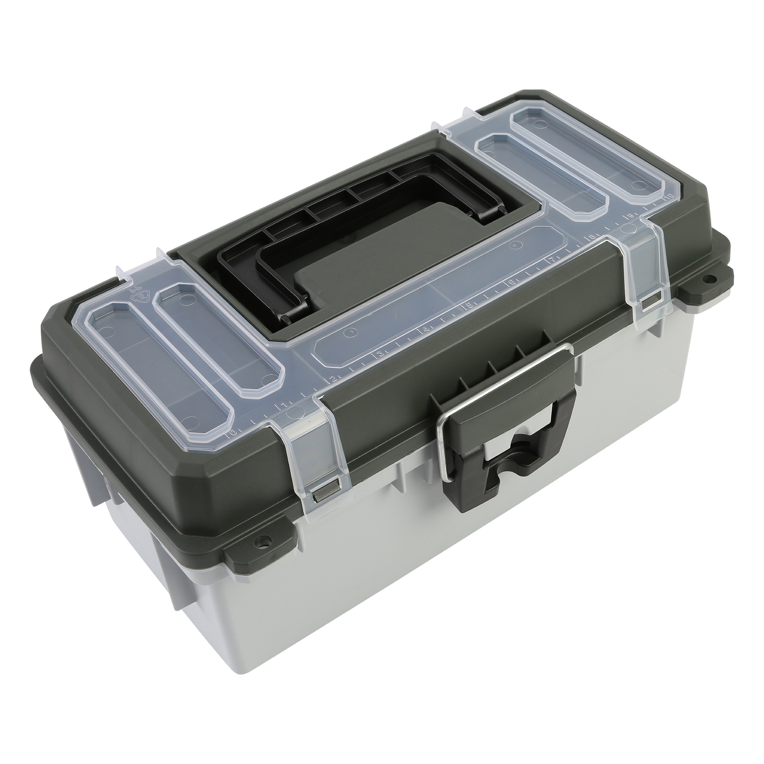 Caja de pesca Sheffield de 13 pulgadas 8 pulgadas de ancho x 6.05 pulgadas de alto x 8 pulgadas de profundidad Caja de herramientas de plástico gris 12670