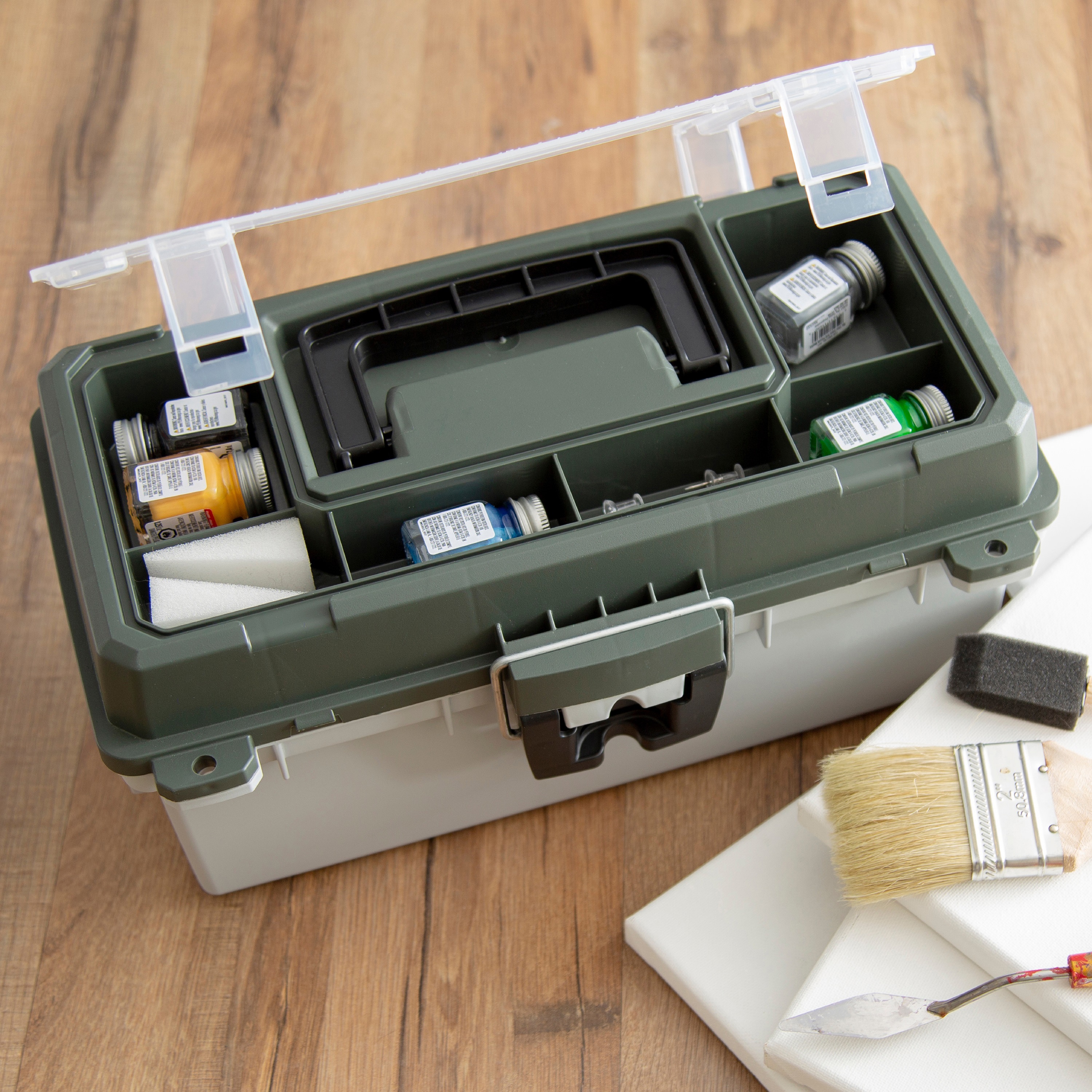 Caja de pesca Sheffield de 13 pulgadas 8 pulgadas de ancho x 6.05 pulgadas de alto x 8 pulgadas de profundidad Caja de herramientas de plástico gris 12670