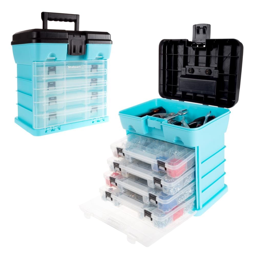 Cajas de herramientas de Fleming Supply 8.2 pulgadas de ancho x 12.49 pulgadas de alto x 12.2 pulgadas de profundidad 4 cajones Múltiples colores/acabados Caja de herramientas de plástico 627102NBS