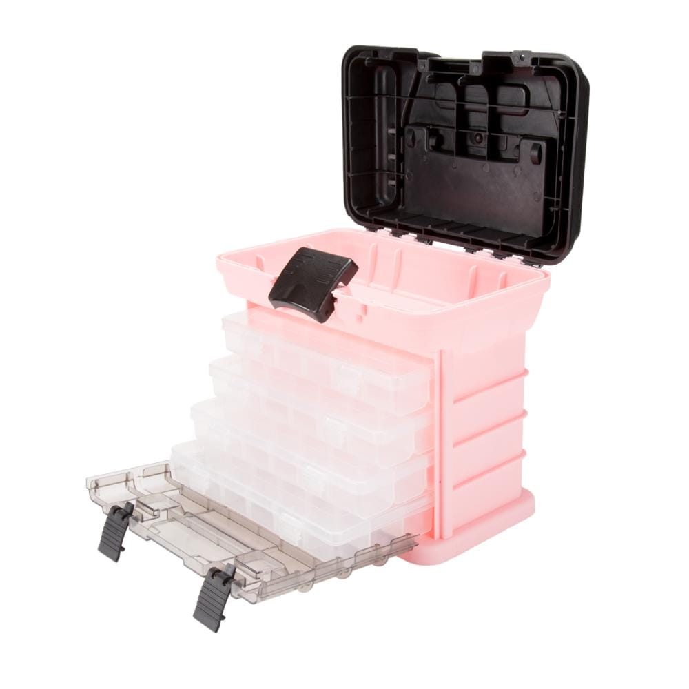 Caja de herramientas de plástico rosa Stalwart de 10 pulgadas de ancho x 10.5 pulgadas de alto x 7 pulgadas de profundidad con 18 cajones de Fleming Supply
