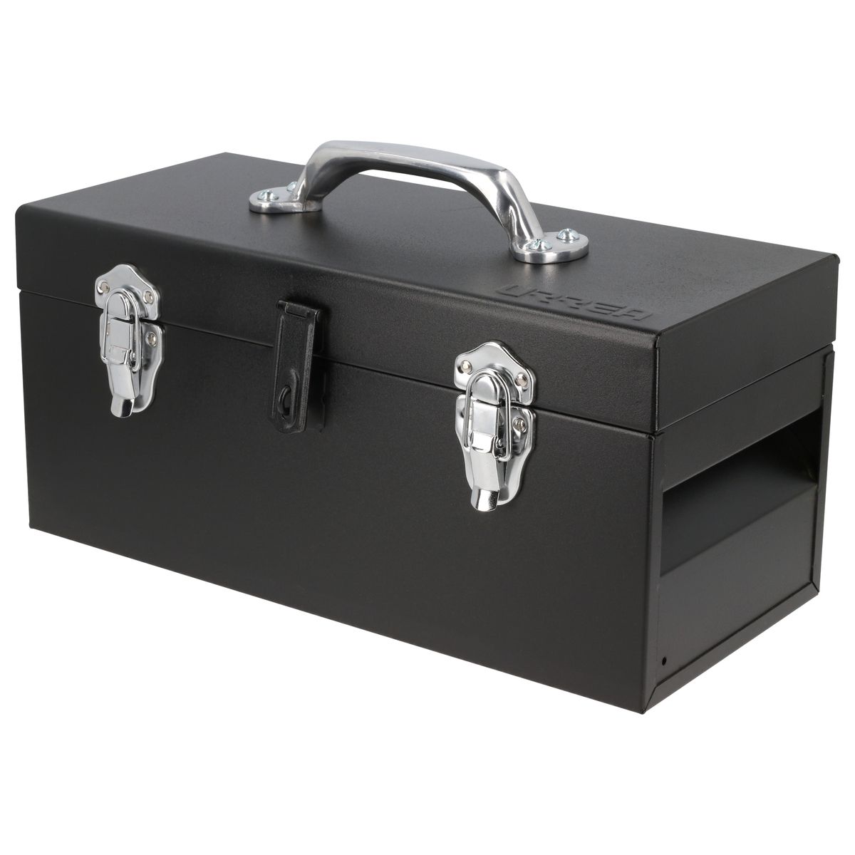 Caja de herramientas de aluminio negra URREA 16.125 pulgadas de ancho x 7.5 pulgadas de alto x 7.3 pulgadas de profundidad D3C20
