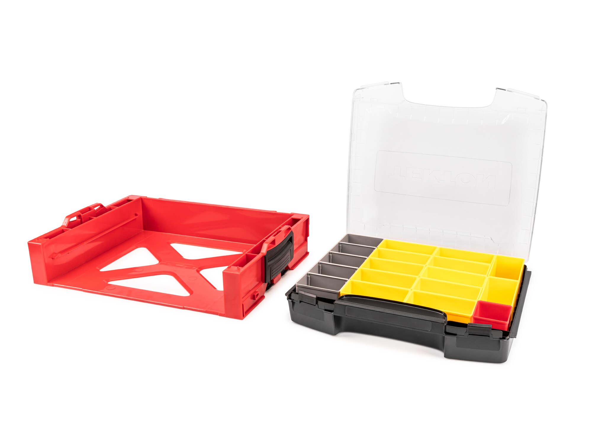 Caja de herramientas de plástico rojo TEKTON de 17.5 pulgadas de ancho x 4 pulgadas de alto x 13.5 pulgadas de profundidad OLB94023