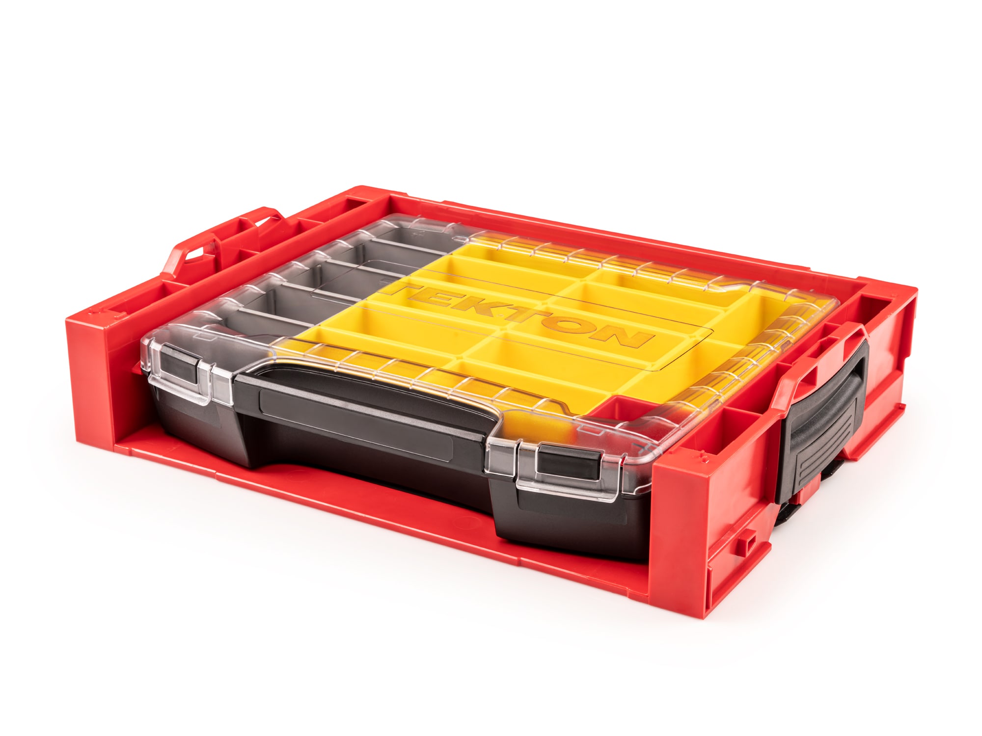 Caja de herramientas de plástico rojo TEKTON de 17.5 pulgadas de ancho x 4 pulgadas de alto x 13.5 pulgadas de profundidad OLB94023