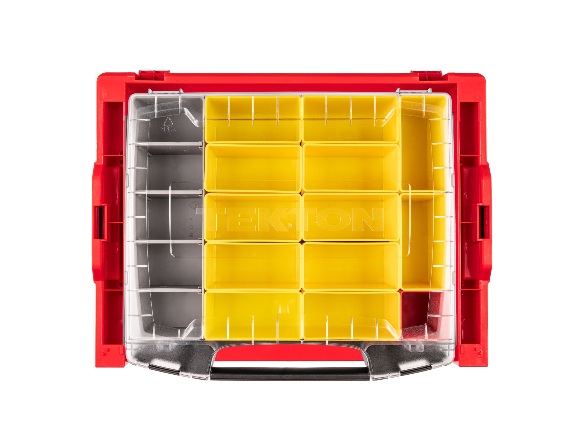 Caja de herramientas de plástico rojo TEKTON de 17.5 pulgadas de ancho x 4 pulgadas de alto x 13.5 pulgadas de profundidad OLB94023
