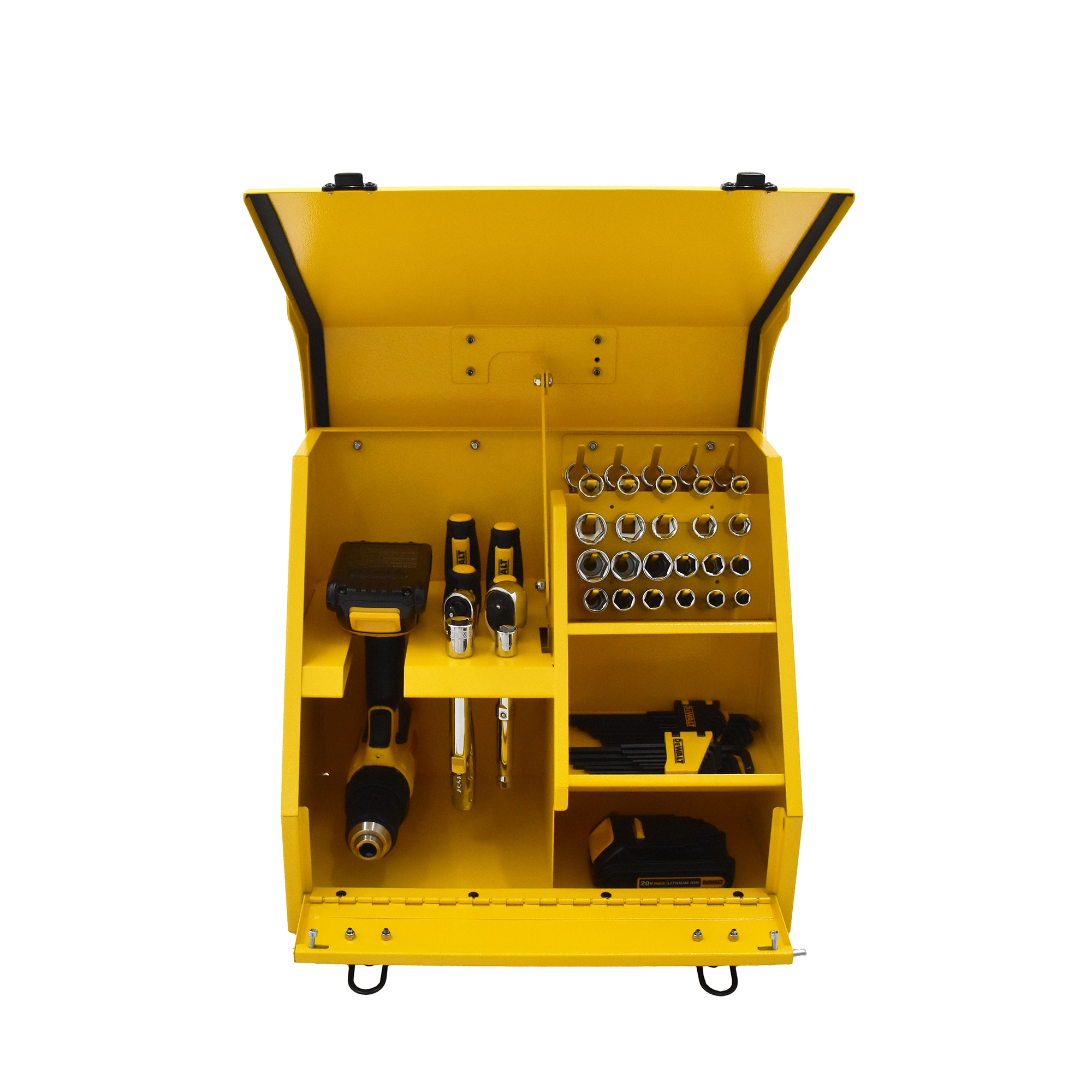 Caja de herramientas de acero amarilla DEWALT Triangular 15.4 pulgadas de ancho x 13.13 pulgadas de alto x 10.63 pulgadas de profundidad DXTB15YY