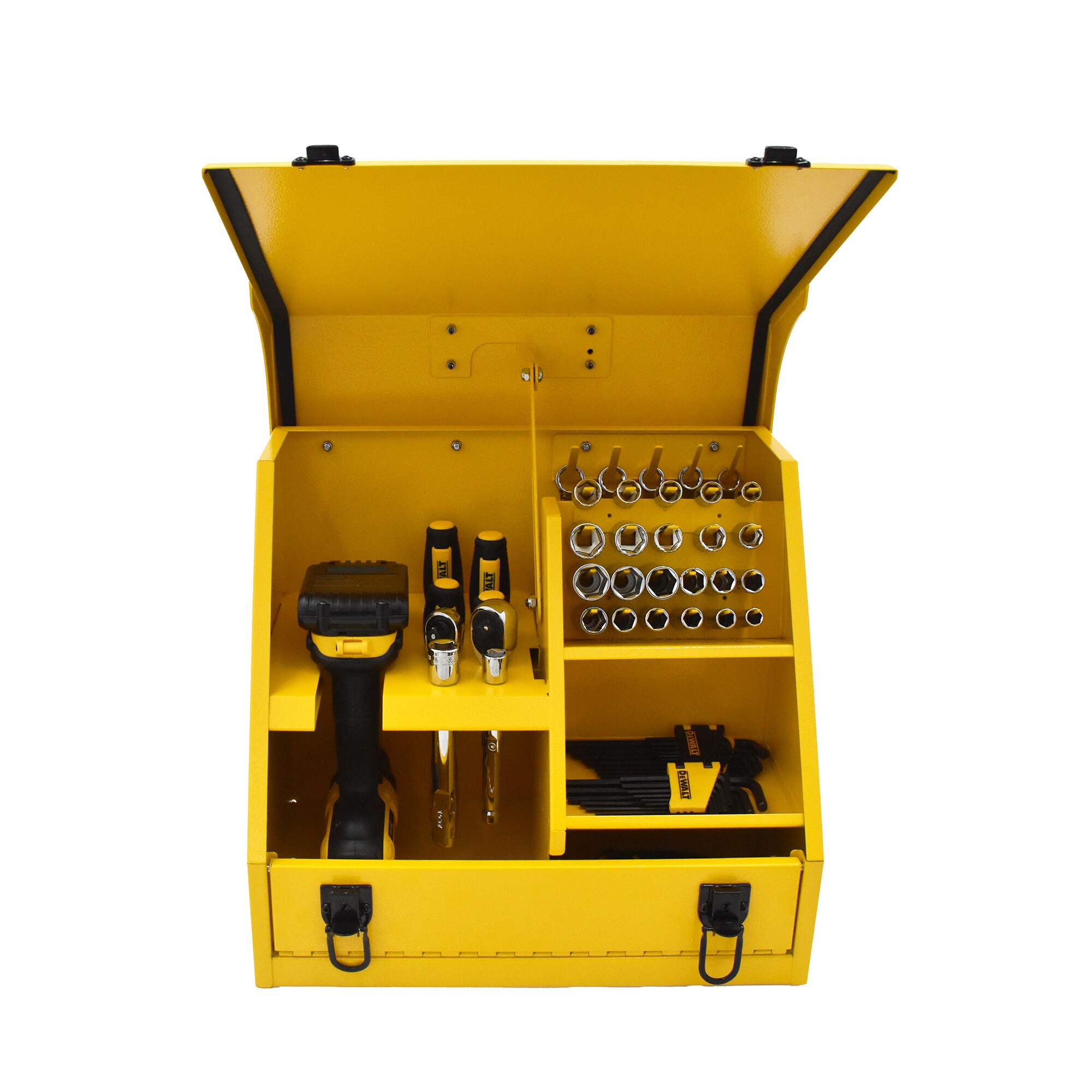 Caja de herramientas de acero amarilla DEWALT Triangular 15.4 pulgadas de ancho x 13.13 pulgadas de alto x 10.63 pulgadas de profundidad DXTB15YY