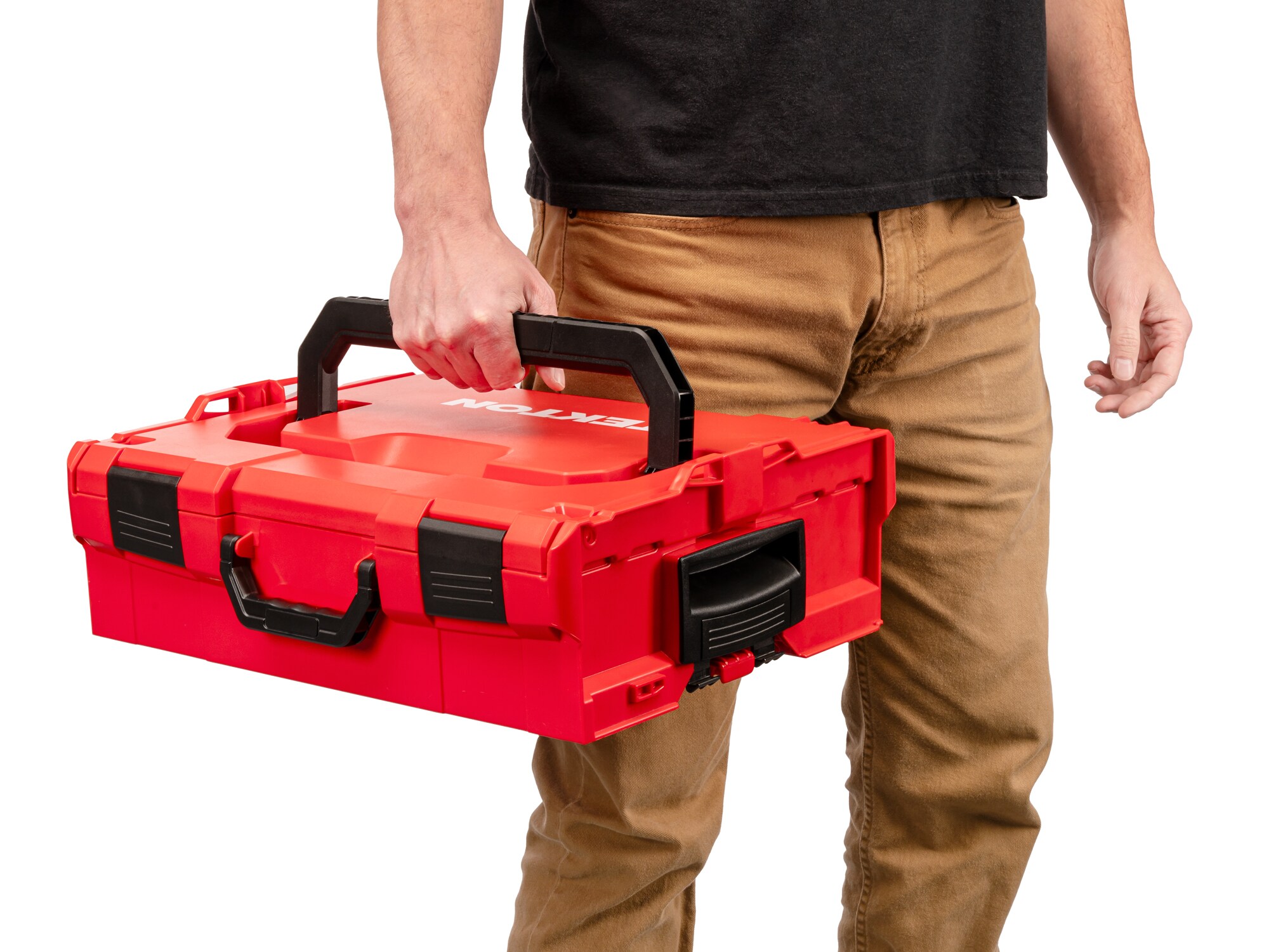 Caja de herramientas de plástico rojo TEKTON L-Boxx 17.5 pulgadas de ancho x 6 pulgadas de alto x 14.1 pulgadas de profundidad OLB91001