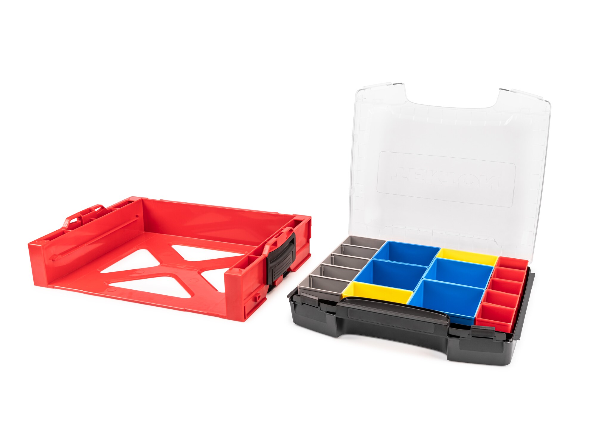 Caja de herramientas de plástico rojo TEKTON de 17.5 pulgadas de largo x 4 pulgadas de alto x 13.5 pulgadas de profundidad OLB94022