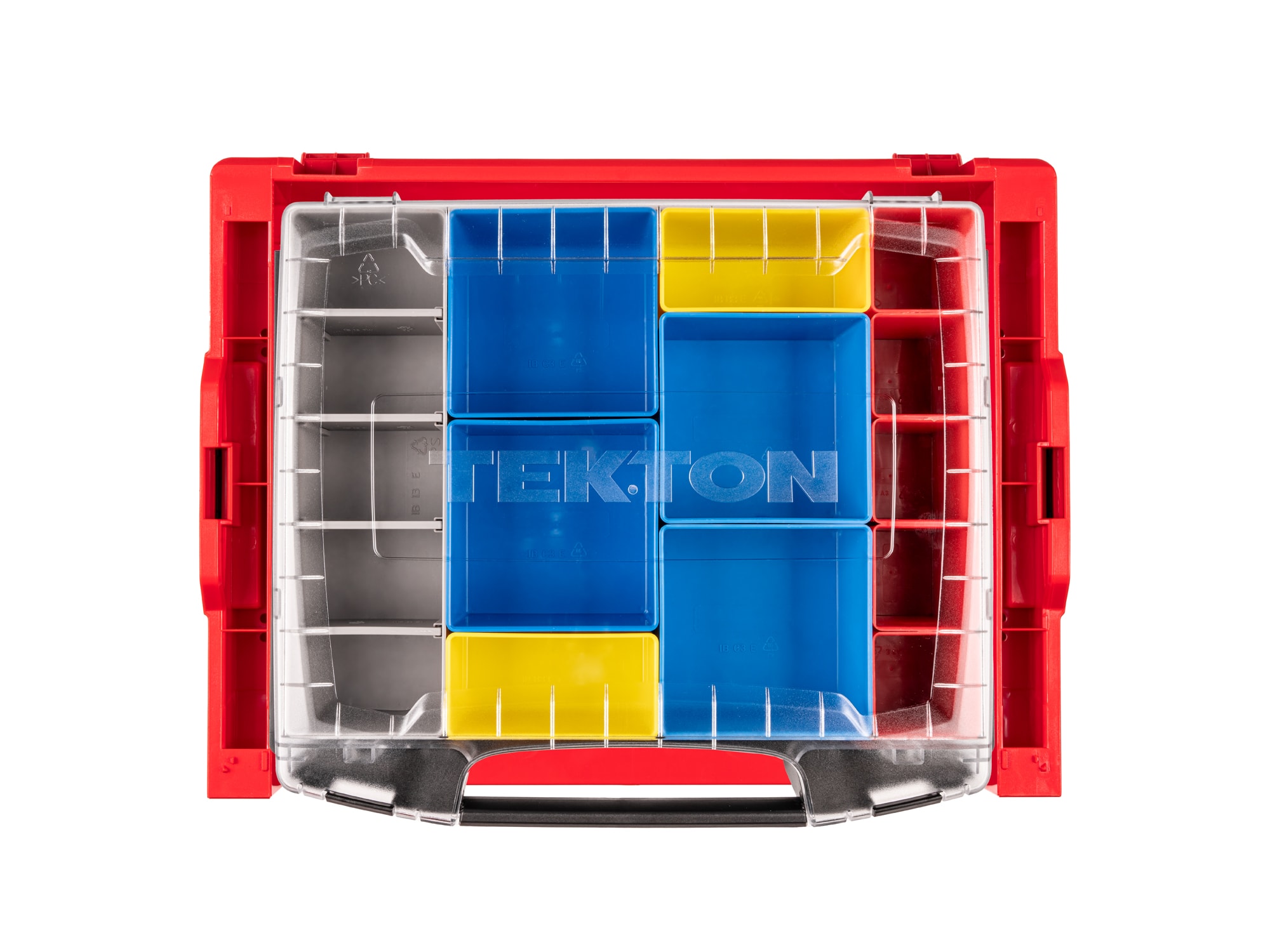 Caja de herramientas de plástico rojo TEKTON de 17.5 pulgadas de largo x 4 pulgadas de alto x 13.5 pulgadas de profundidad OLB94022