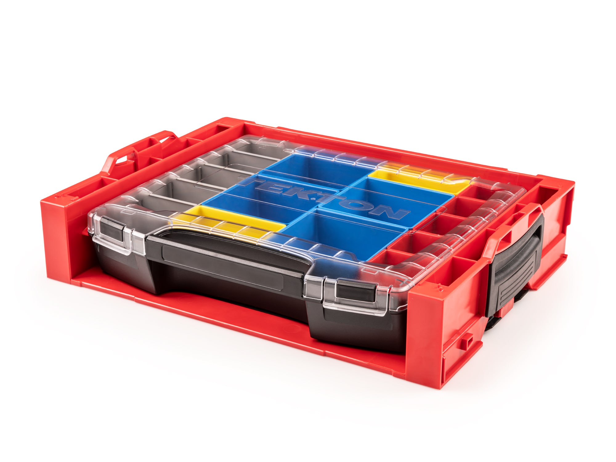 Caja de herramientas de plástico rojo TEKTON de 17.5 pulgadas de largo x 4 pulgadas de alto x 13.5 pulgadas de profundidad OLB94022
