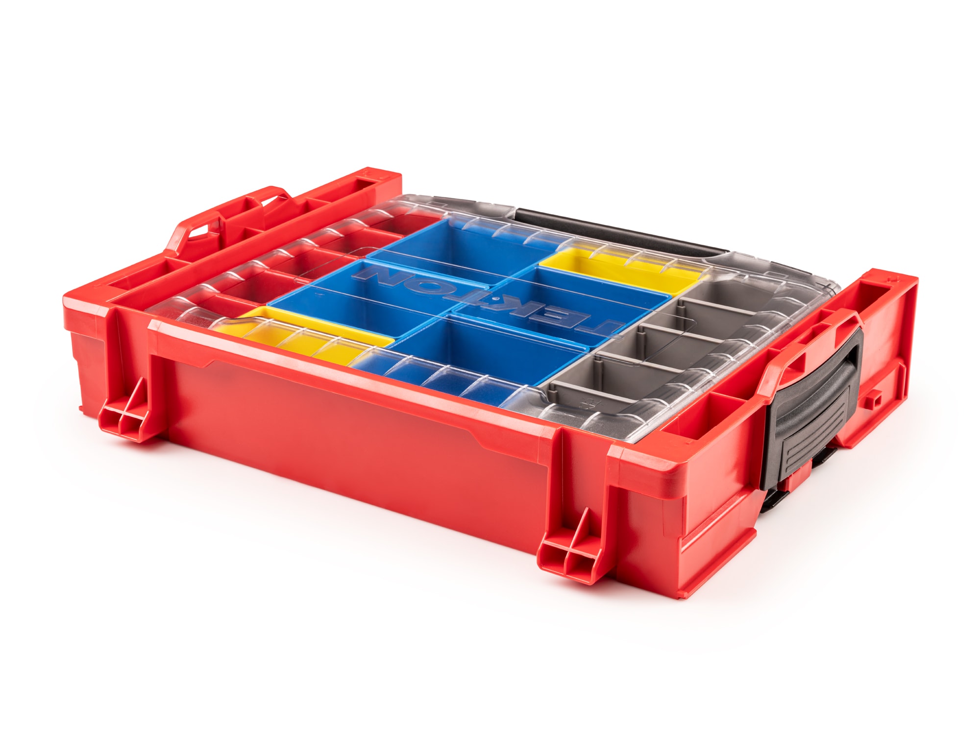 Caja de herramientas de plástico rojo TEKTON de 17.5 pulgadas de largo x 4 pulgadas de alto x 13.5 pulgadas de profundidad OLB94022