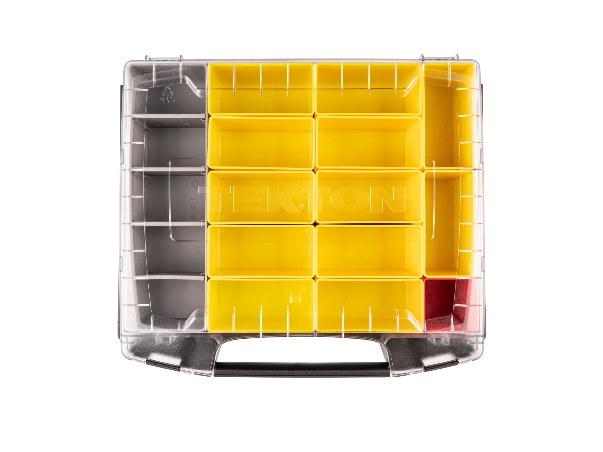 Caja de herramientas de plástico rojo TEKTON de 17.5 pulgadas de ancho x 4 pulgadas de alto x 13.5 pulgadas de profundidad