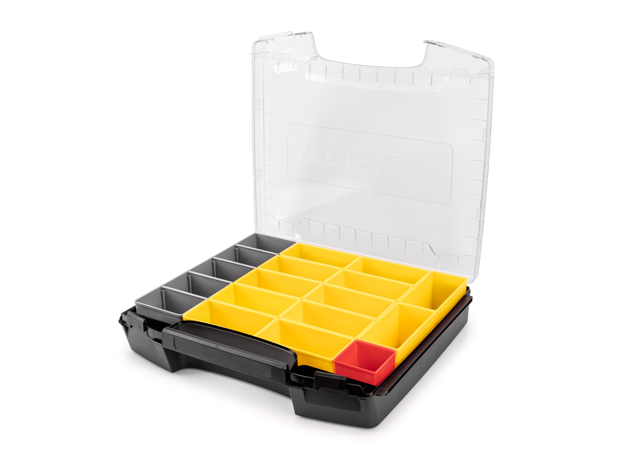 Caja de herramientas de plástico rojo TEKTON de 17.5 pulgadas de ancho x 4 pulgadas de alto x 13.5 pulgadas de profundidad