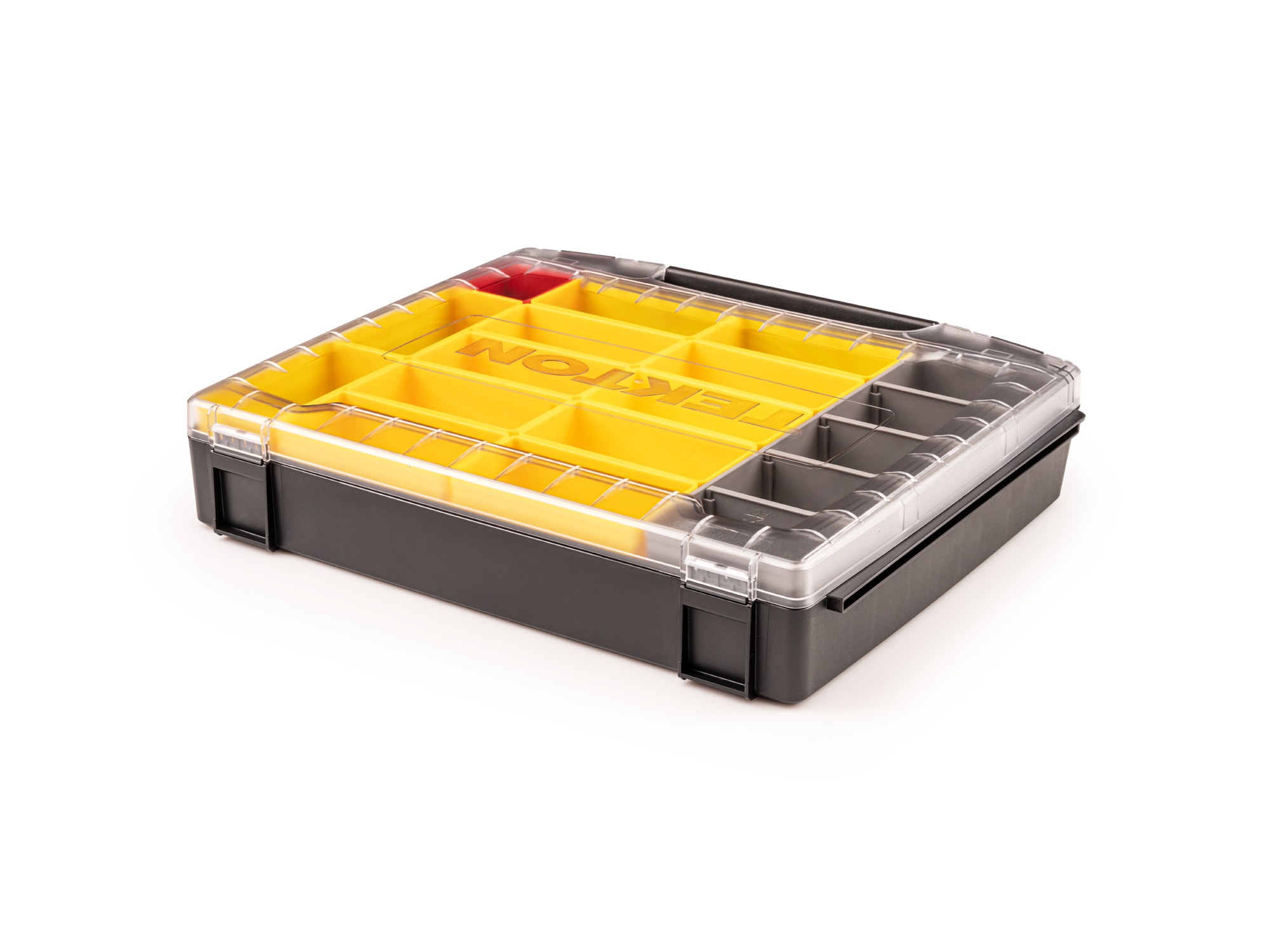Caja de herramientas de plástico rojo TEKTON de 17.5 pulgadas de ancho x 4 pulgadas de alto x 13.5 pulgadas de profundidad