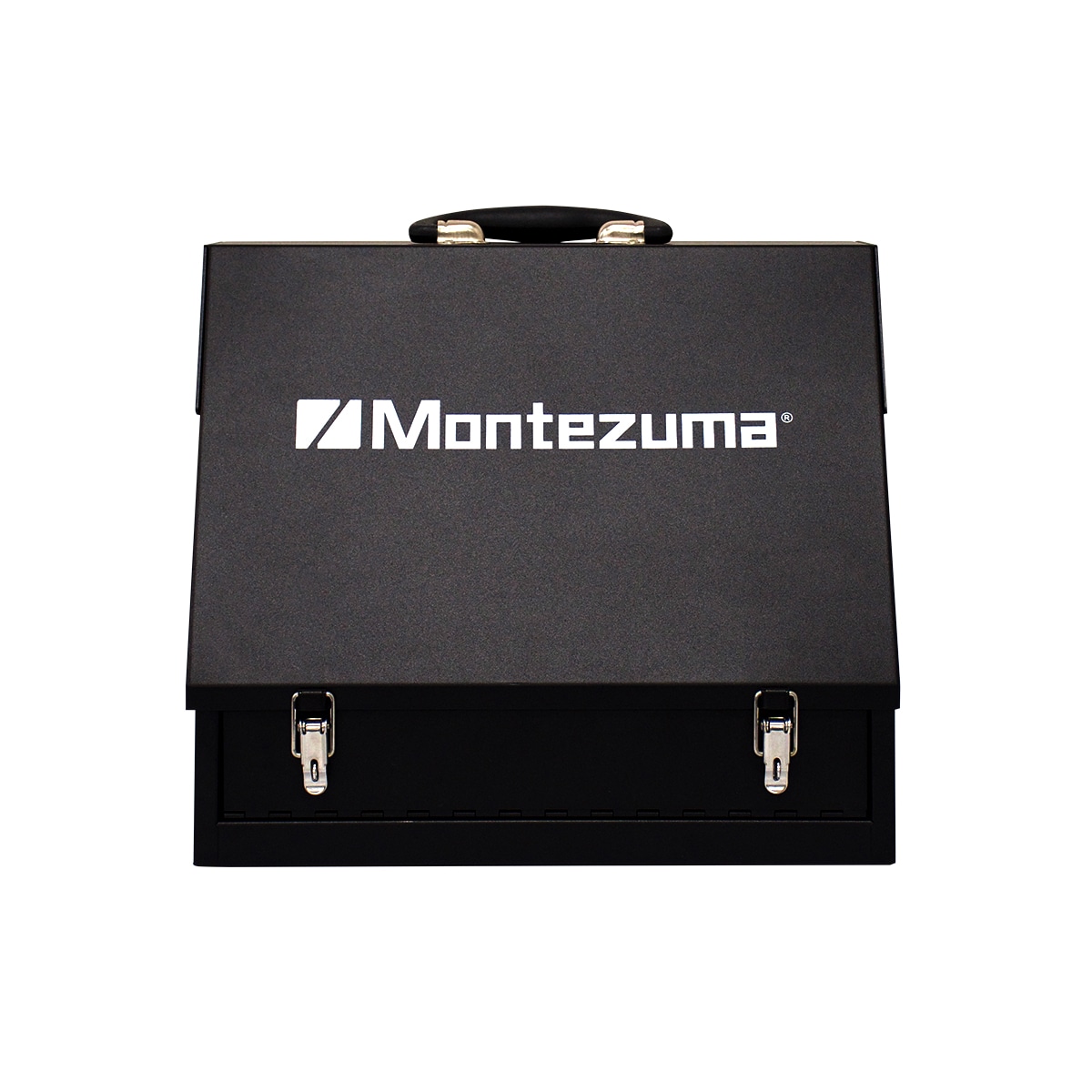 Caja de herramientas de acero negro Montezuma Triangle de 15.35 pulgadas de ancho x 13.19 pulgadas de alto x 10.04 pulgadas de profundidad SB150B-2