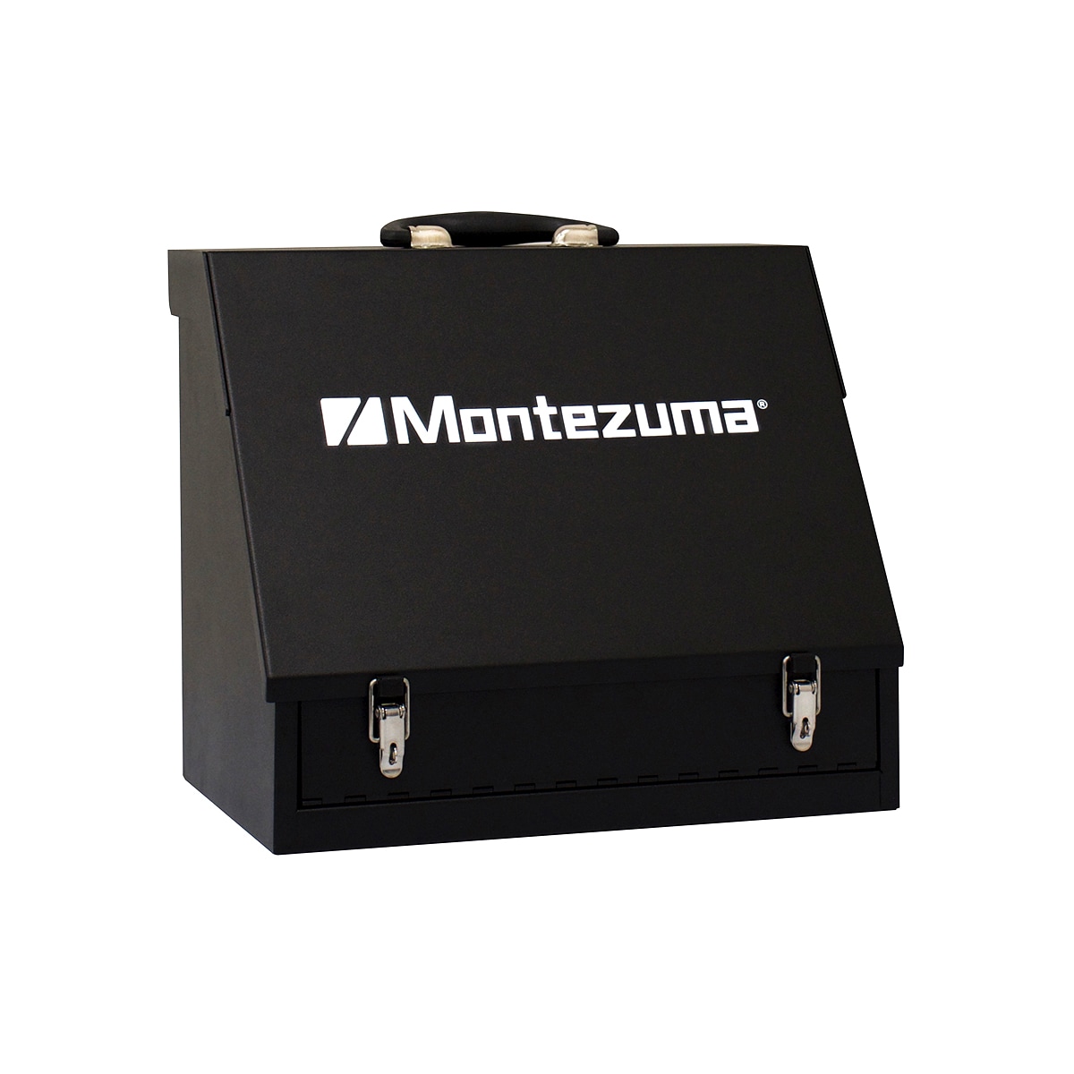 Caja de herramientas de acero negro Montezuma Triangle de 15.35 pulgadas de ancho x 13.19 pulgadas de alto x 10.04 pulgadas de profundidad SB150B-2