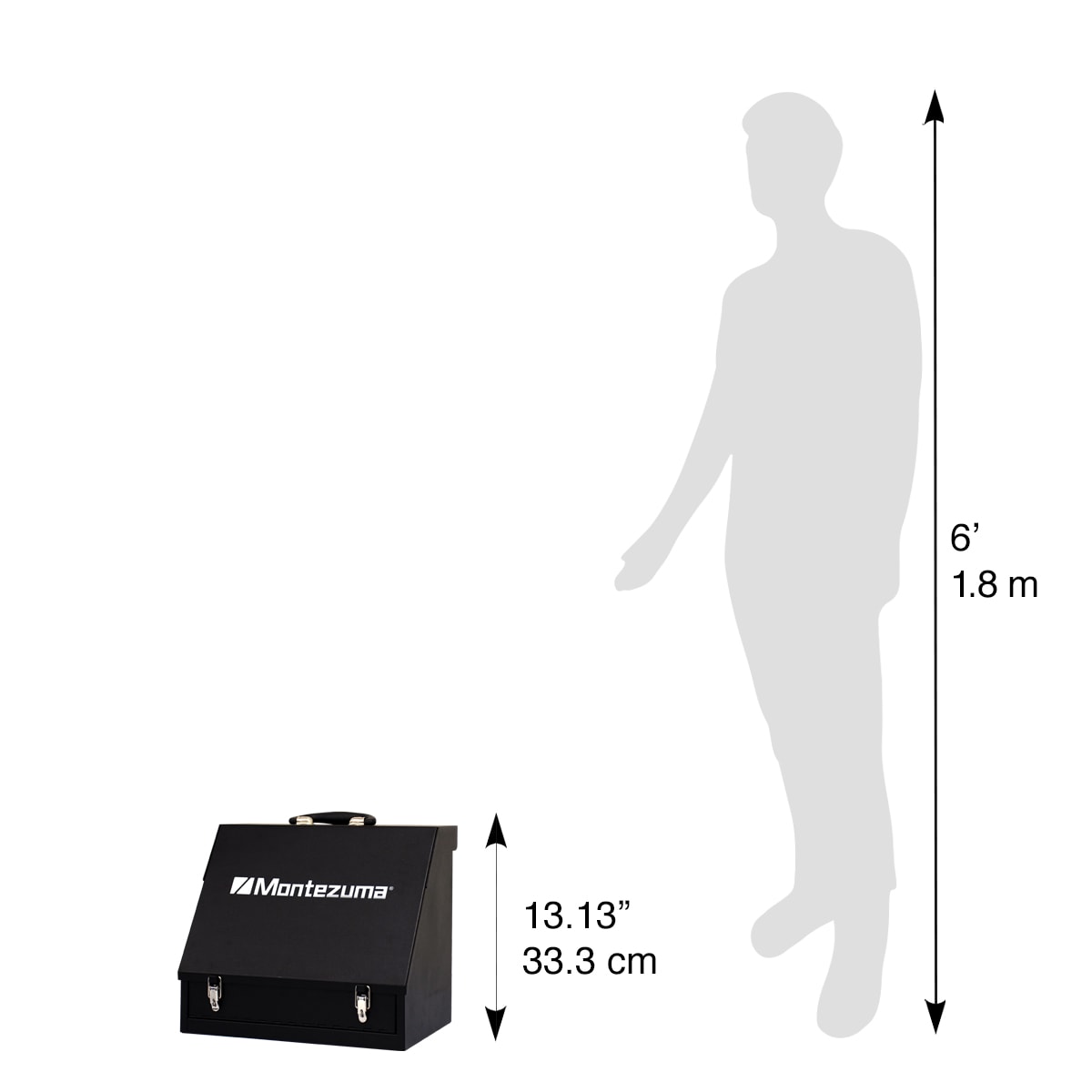 Caja de herramientas de acero negro Montezuma Triangle de 15.35 pulgadas de ancho x 13.19 pulgadas de alto x 10.04 pulgadas de profundidad SB150B-2