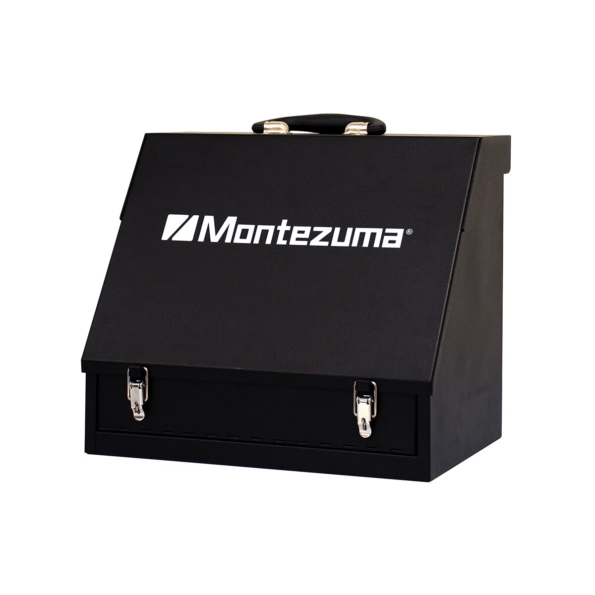 Caja de herramientas de acero negro Montezuma Triangle de 15.35 pulgadas de ancho x 13.19 pulgadas de alto x 10.04 pulgadas de profundidad SB150B-2