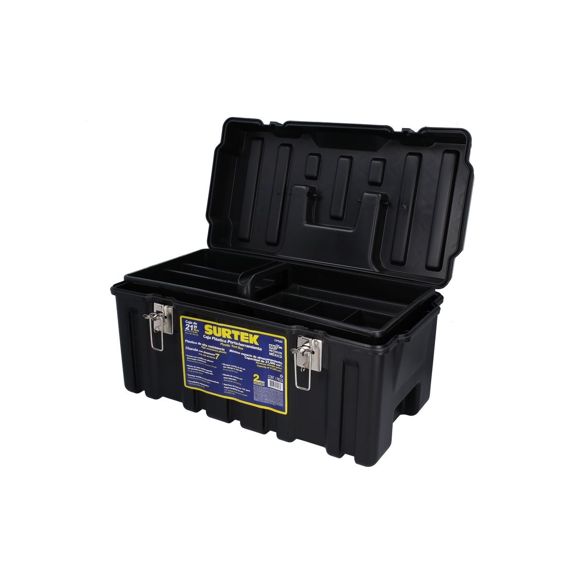 Caja de herramientas de plástico negro SURTEK 10.04 pulgadas de ancho x 10.63 pulgadas de alto x 20.67 pulgadas de profundidad CPS20