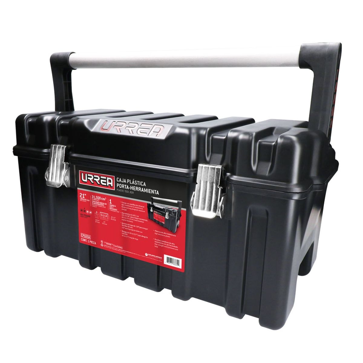 Caja de herramientas de metal negro URREA de 11.81 pulgadas de ancho x 11.42 pulgadas de alto x 22.44 pulgadas de profundidad CPU20A