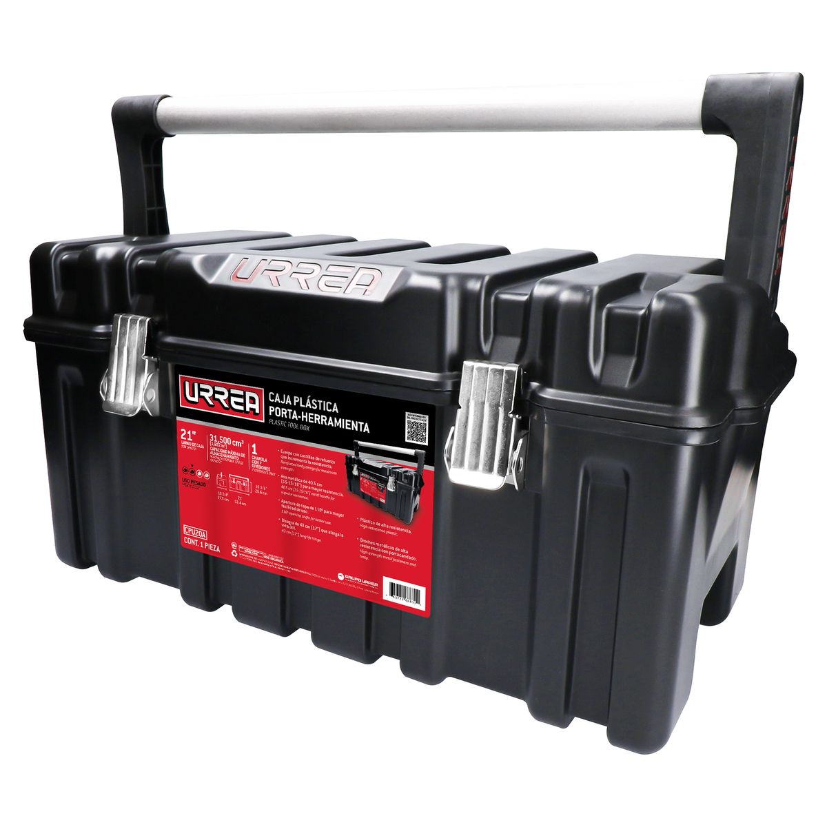 Caja de herramientas de metal negro URREA de 11.81 pulgadas de ancho x 11.42 pulgadas de alto x 22.44 pulgadas de profundidad CPU20A