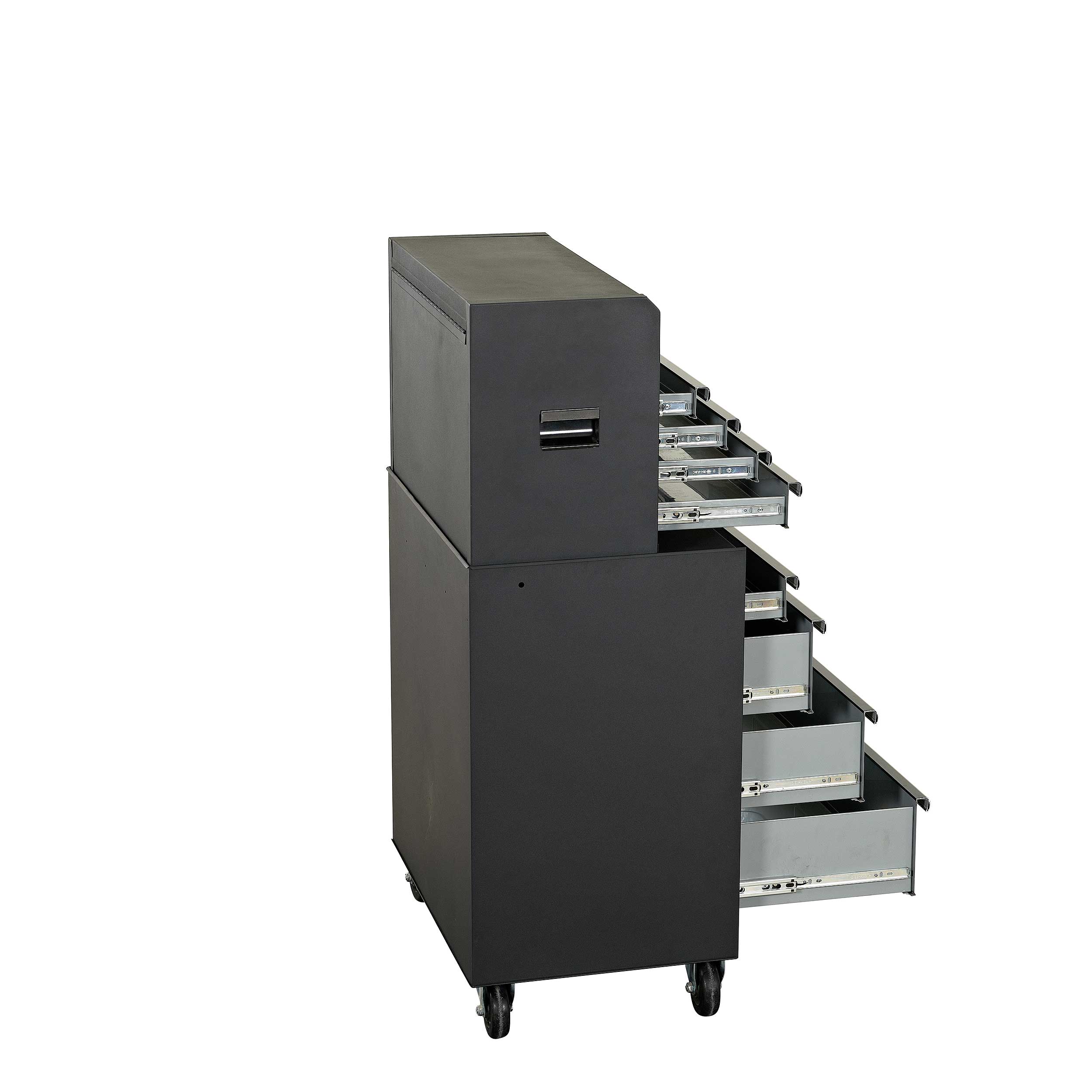 Combo de caja de herramientas de acero de 8 rodamientos a bolas, color negro, de 26.71 pulgadas de ancho x 49.04 pulgadas de alto SHOPMAX 92704A2-04A3